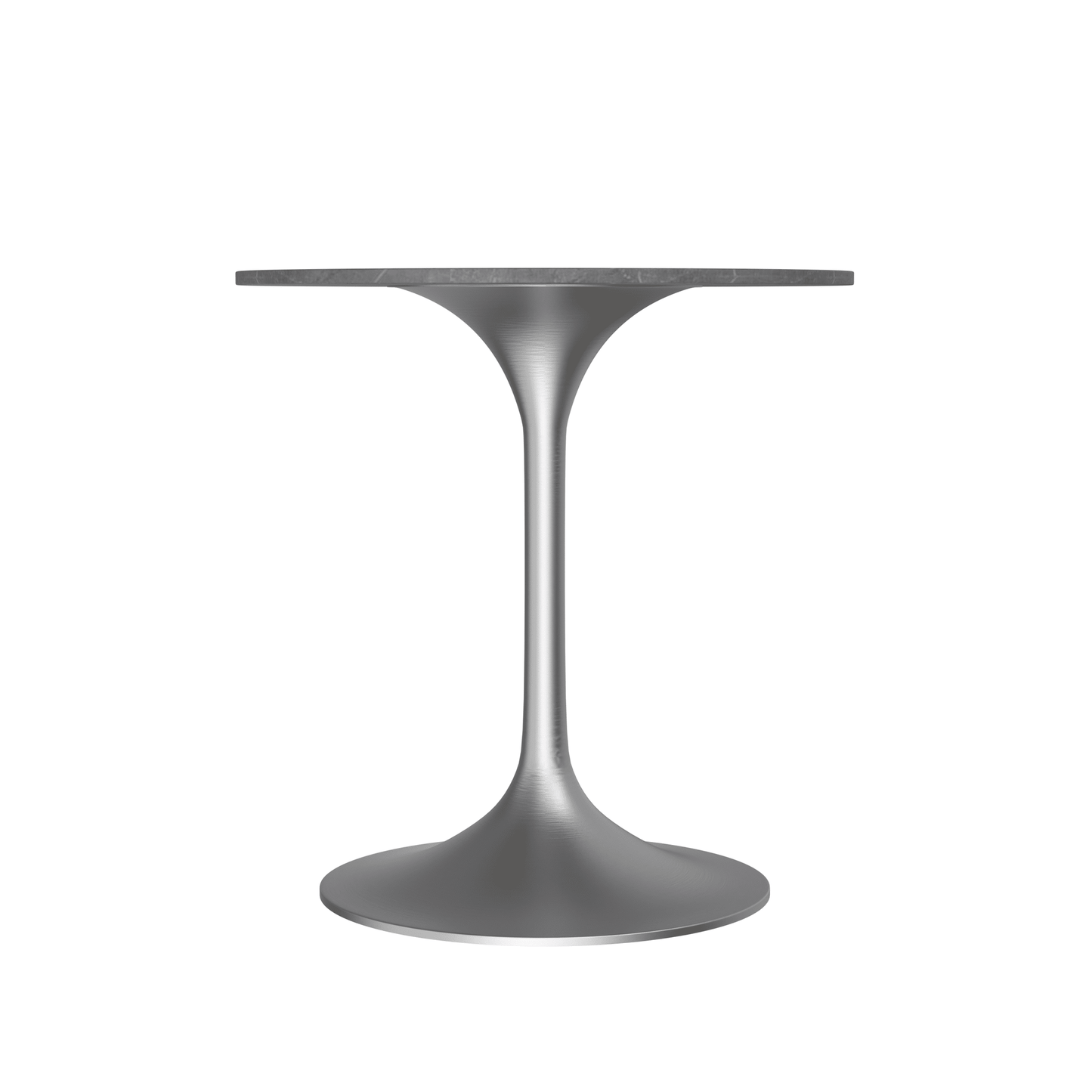 Verve Round Dining Table with MDF/Sintered Stone/Resin Tabletop in Silver Stainless Steel Pedestal Base