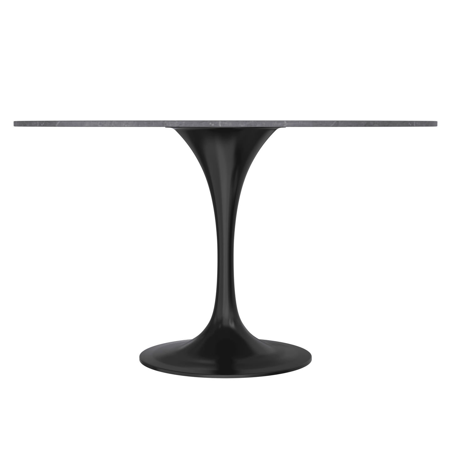 Verve Round Dining Table with MDF/Sintered Stone/Resin Tabletop in Black Stainless Steel Pedestal Base