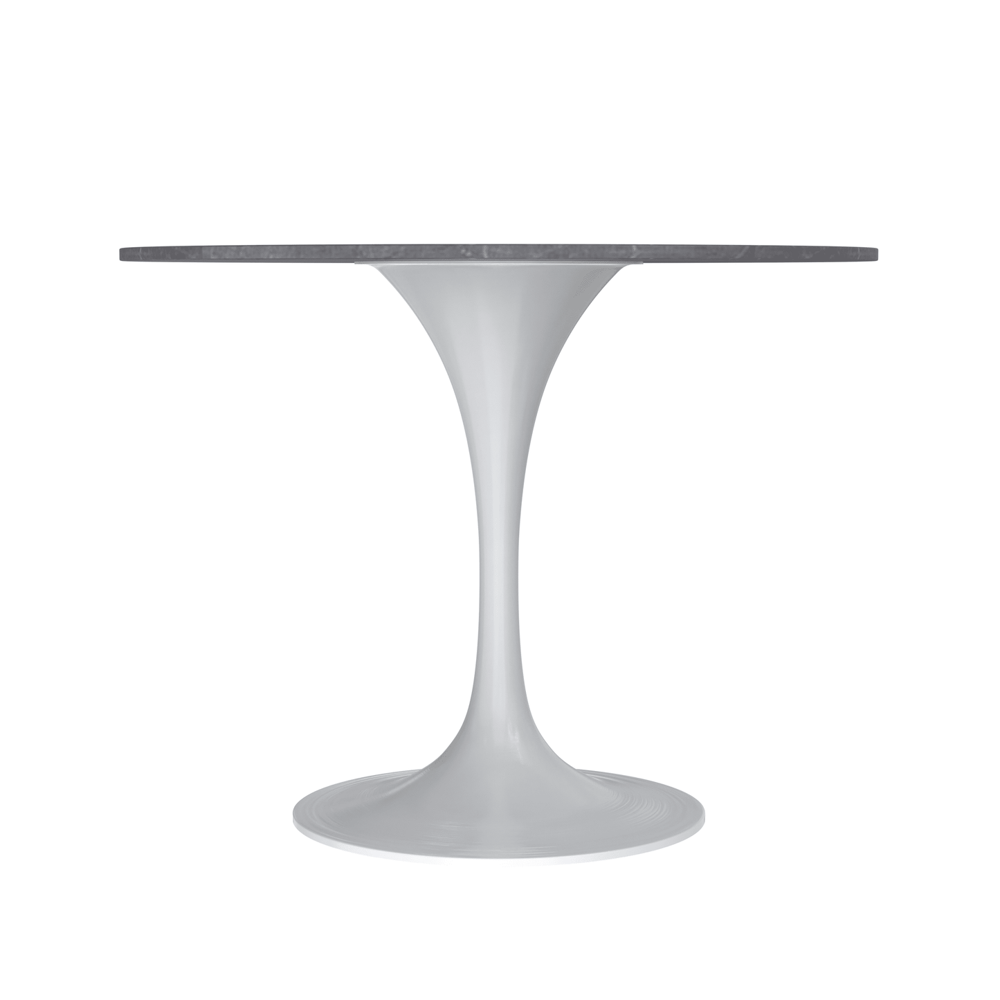 Verve Round Dining Table with MDF/Sintered Stone/Resin Tabletop in White Stainless Steel Pedestal Base