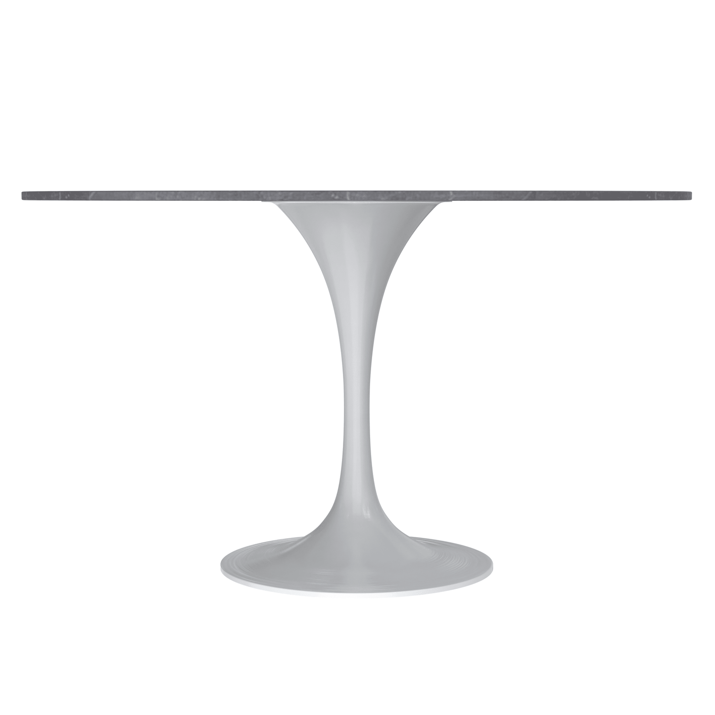 Verve Round Dining Table with MDF/Sintered Stone/Resin Tabletop in White Stainless Steel Pedestal Base