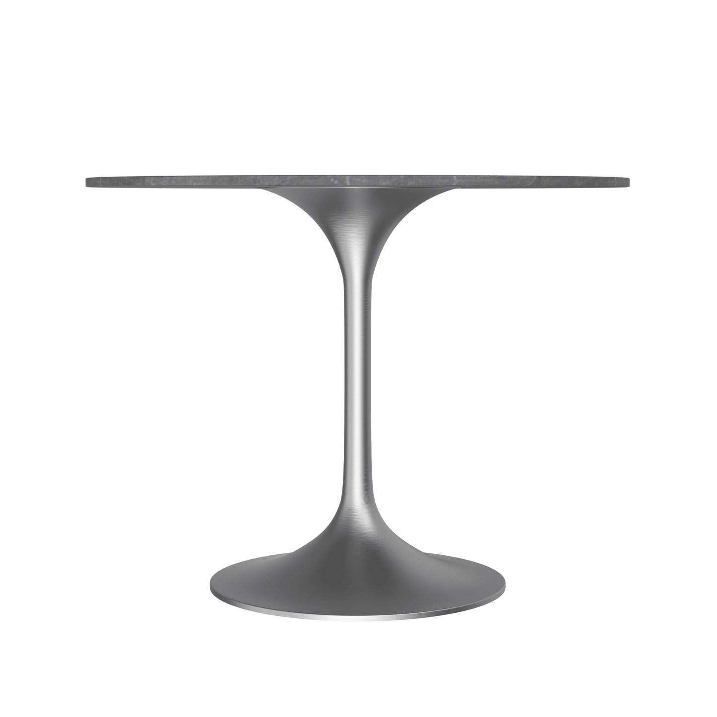 Verve Round Dining Table with MDF/Sintered Stone/Resin Tabletop in Silver Stainless Steel Pedestal Base