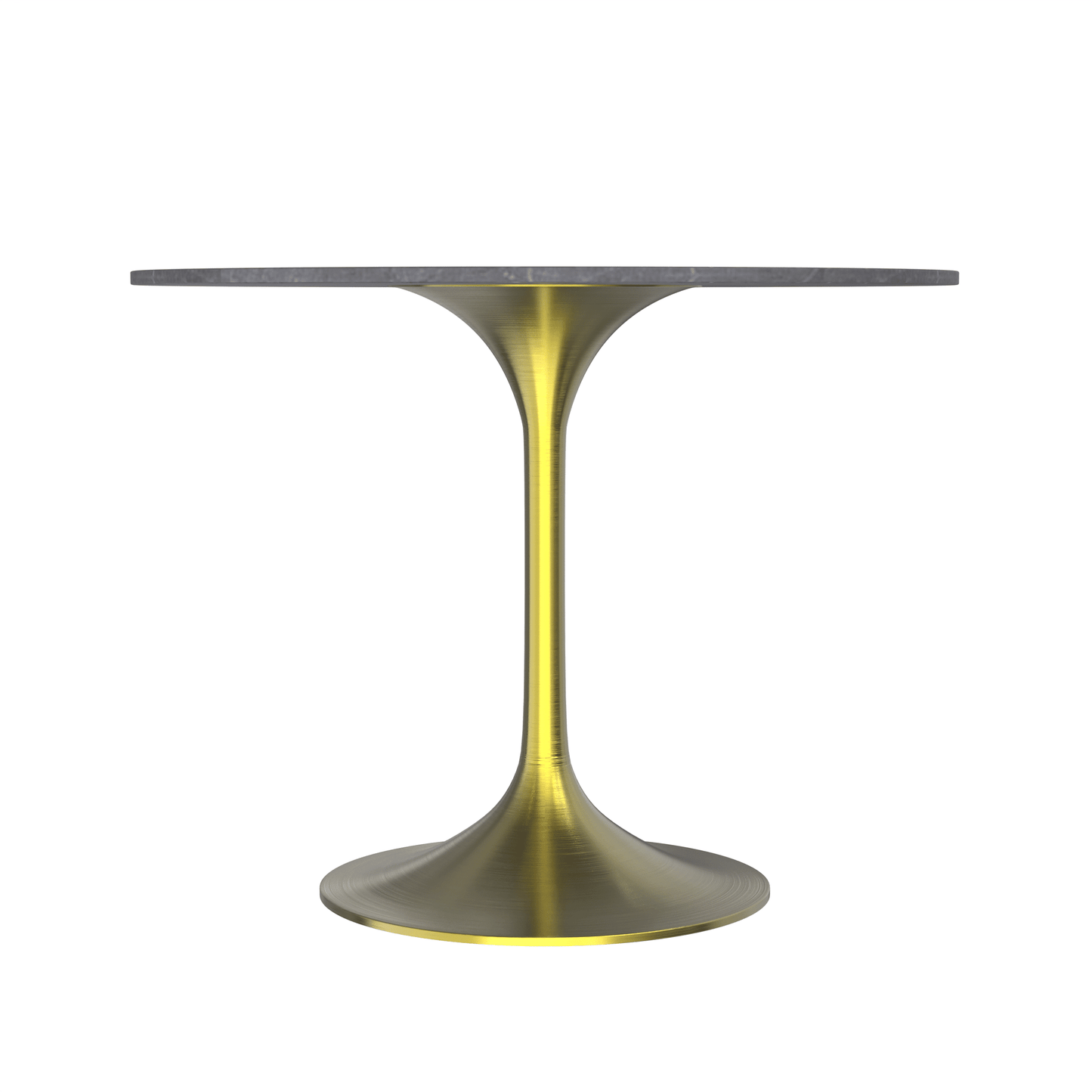 Verve Round Dining Table with MDF/Sintered Stone/Resin Tabletop in Gold Stainless Steel Pedestal Base