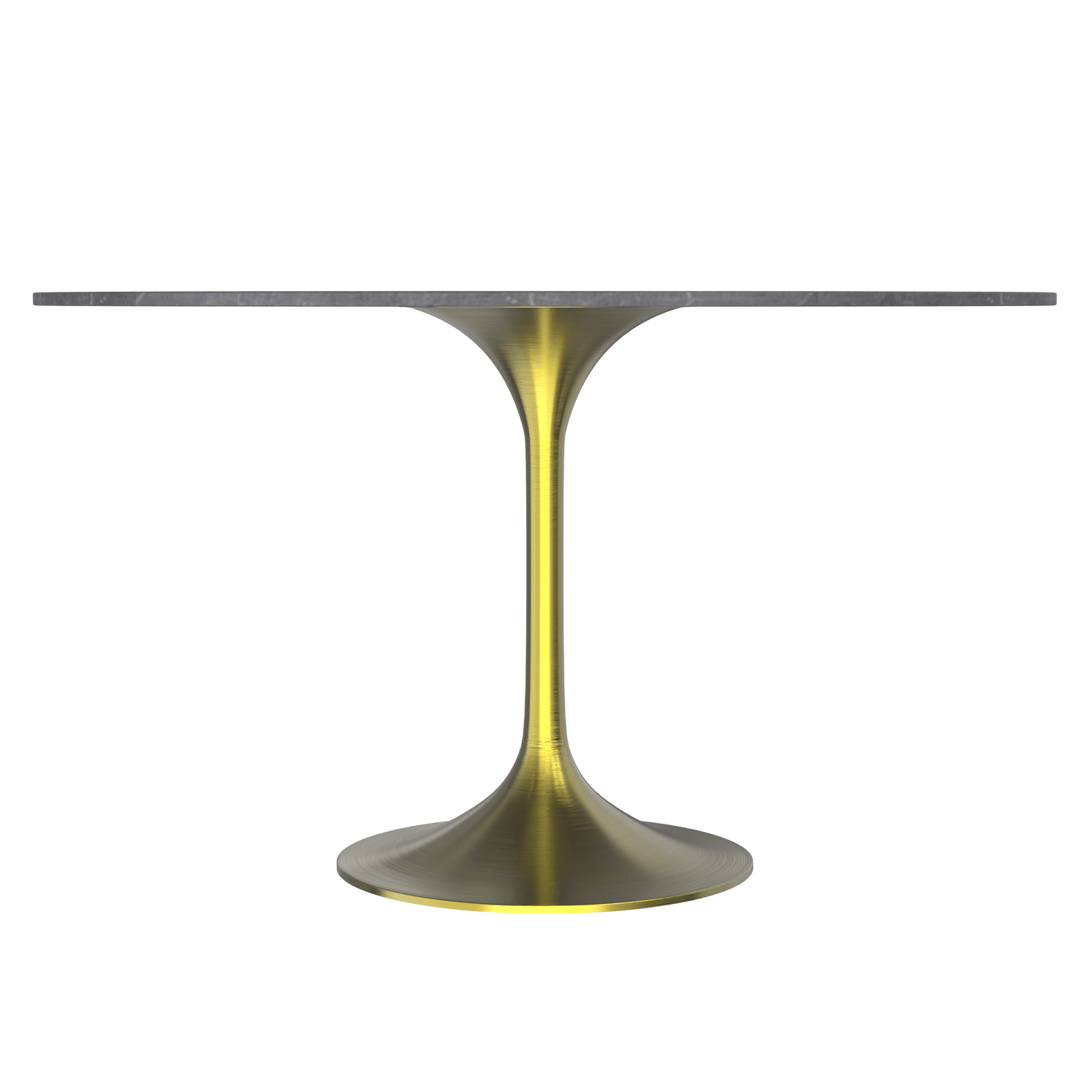 Verve Round Dining Table with MDF/Sintered Stone/Resin Tabletop in Gold Stainless Steel Pedestal Base