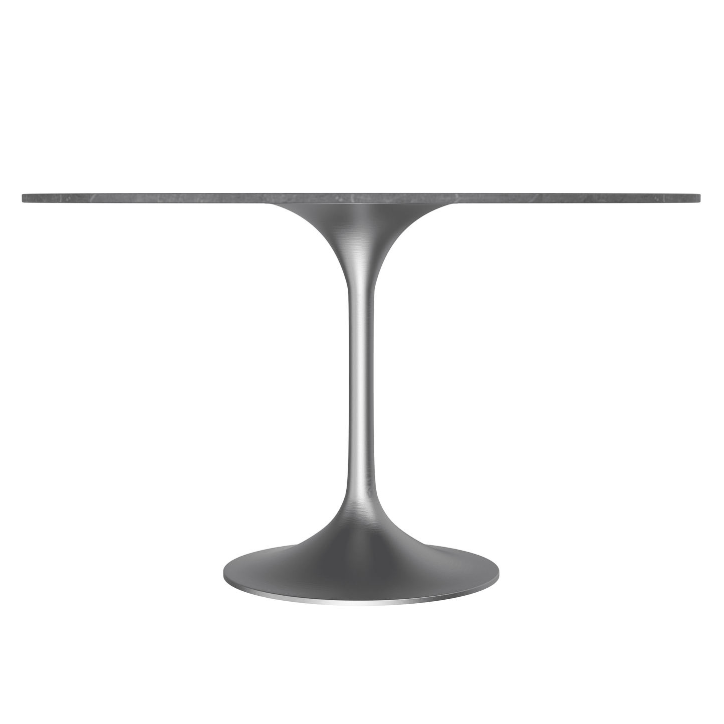 Verve Round Dining Table with MDF/Sintered Stone/Resin Tabletop in Silver Stainless Steel Pedestal Base