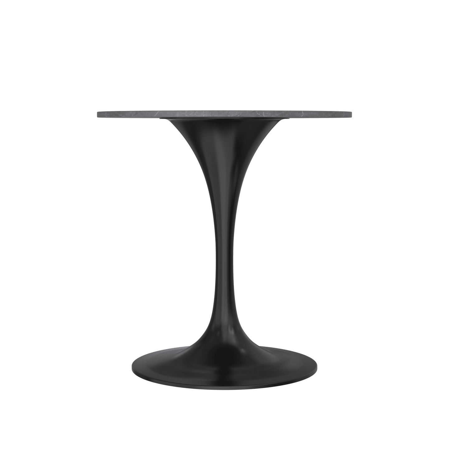 Verve Round Dining Table with MDF/Sintered Stone/Resin Tabletop in Black Stainless Steel Pedestal Base