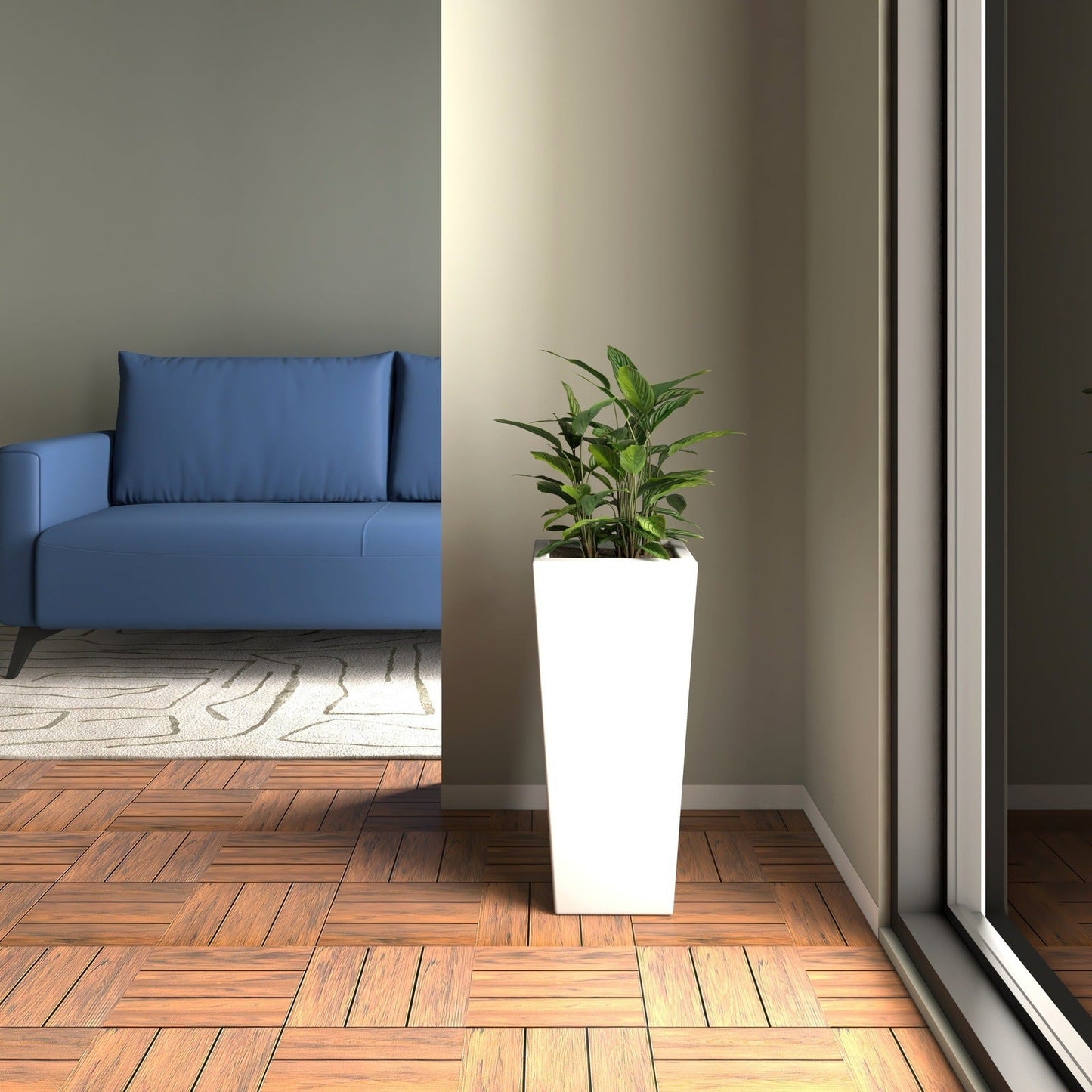 Orna Fiberstone and MgO Clay Weather-Resistant Tapered Square Planter for Home and Garden