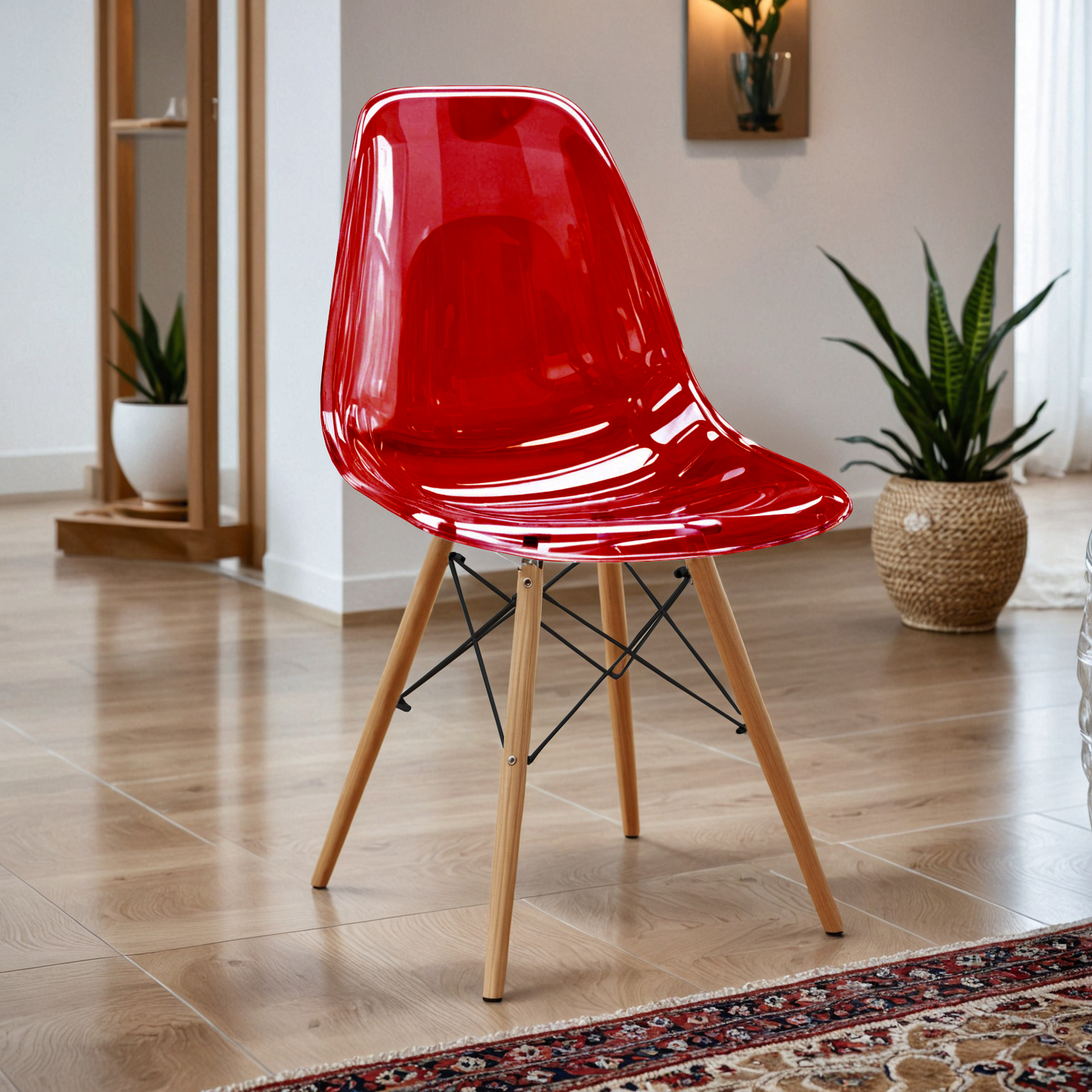 Cresco Modern Dining Chair Molded Side Chair with Wooden Base