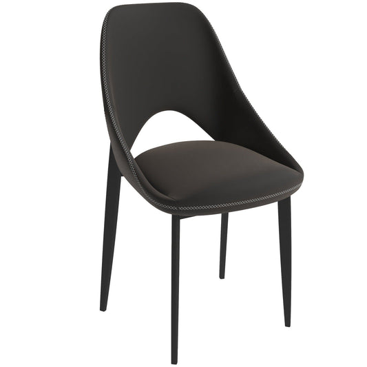Amalfi Upholstered Fabric Dining Chair with a Curved Open Back Design in Black Iron