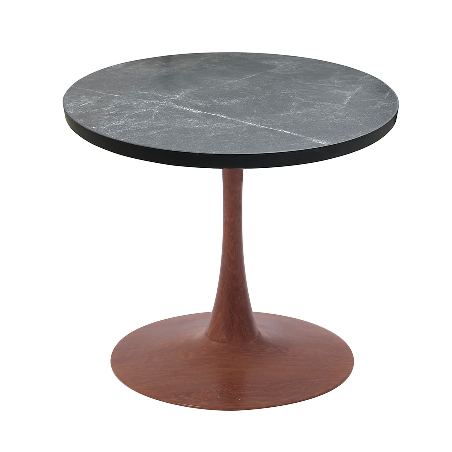 LeisureMod Bristol 27" Round Dining Table Wood Transfer Cherry/Natural/Walnut Base with MDF Table Top
