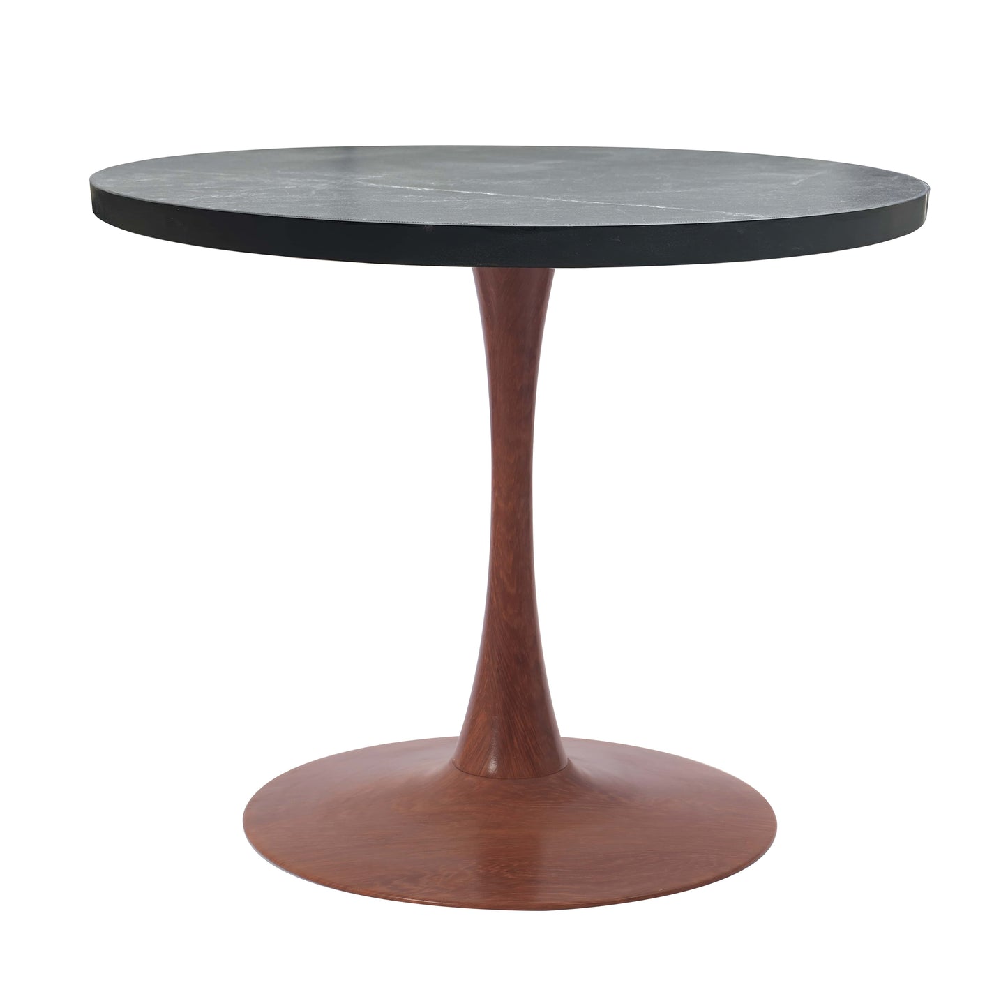 LeisureMod Bristol 27" Round Dining Table Wood Transfer Cherry/Natural/Walnut Base with MDF Table Top