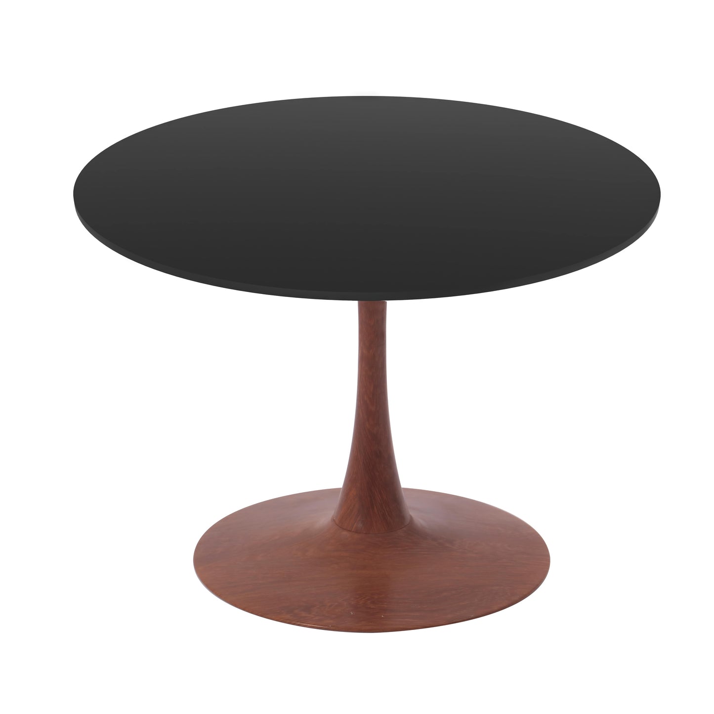 LeisureMod Bristol 27" Round Dining Table Wood Transfer Cherry/Natural/Walnut Base with MDF Table Top