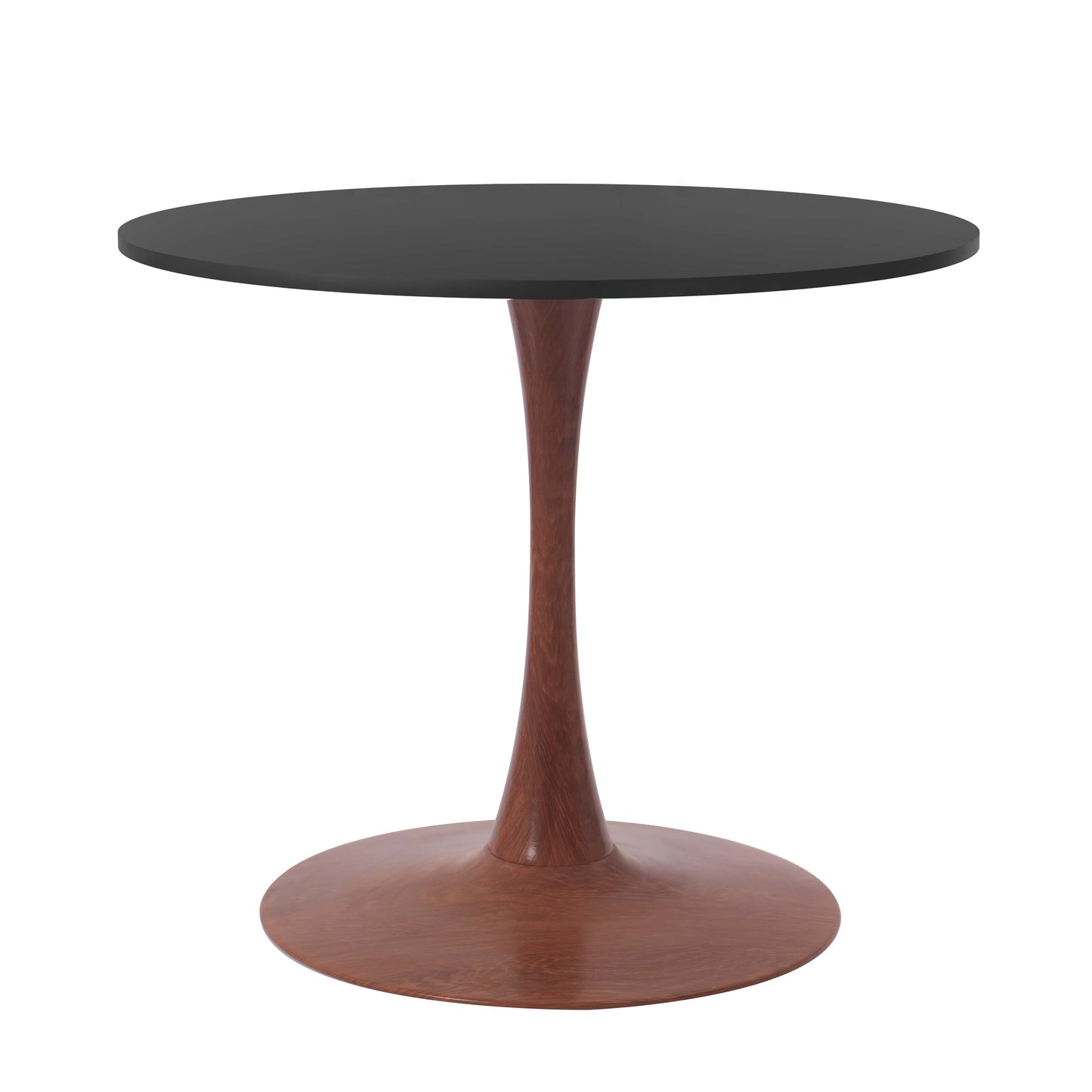 LeisureMod Bristol 27" Round Dining Table Wood Transfer Cherry/Natural/Walnut Base with MDF Table Top