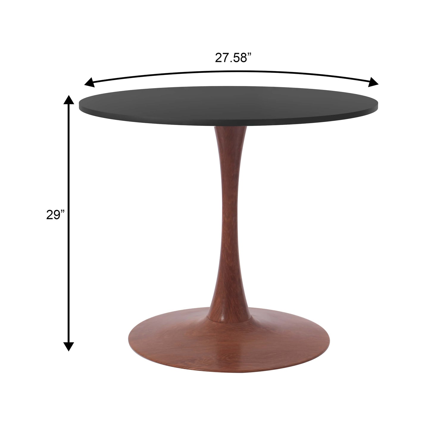 LeisureMod Bristol 27" Round Dining Table Wood Transfer Cherry/Natural/Walnut Base with MDF Table Top