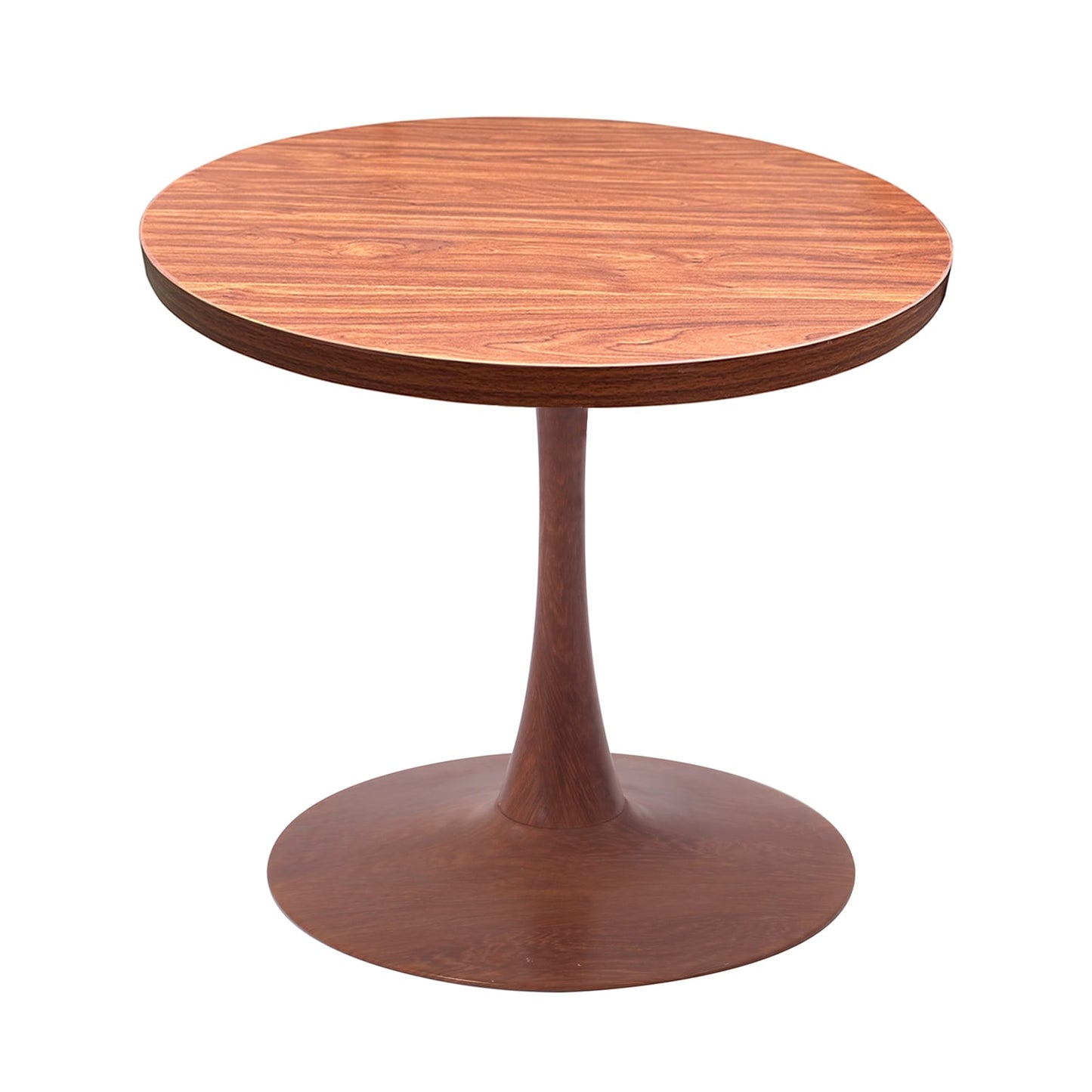 LeisureMod Bristol 27" Round Dining Table Wood Transfer Cherry/Natural/Walnut Base with MDF Table Top