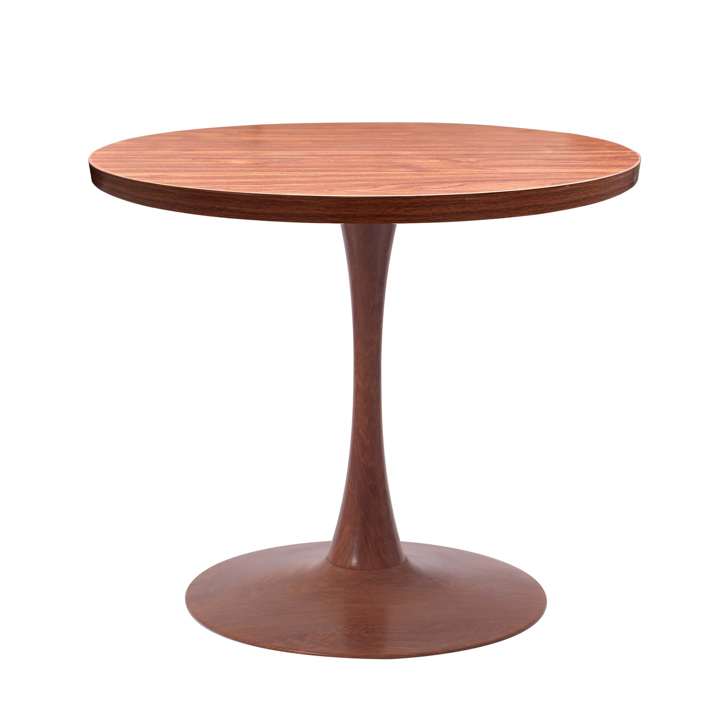 LeisureMod Bristol 27" Round Dining Table Wood Transfer Cherry/Natural/Walnut Base with MDF Table Top