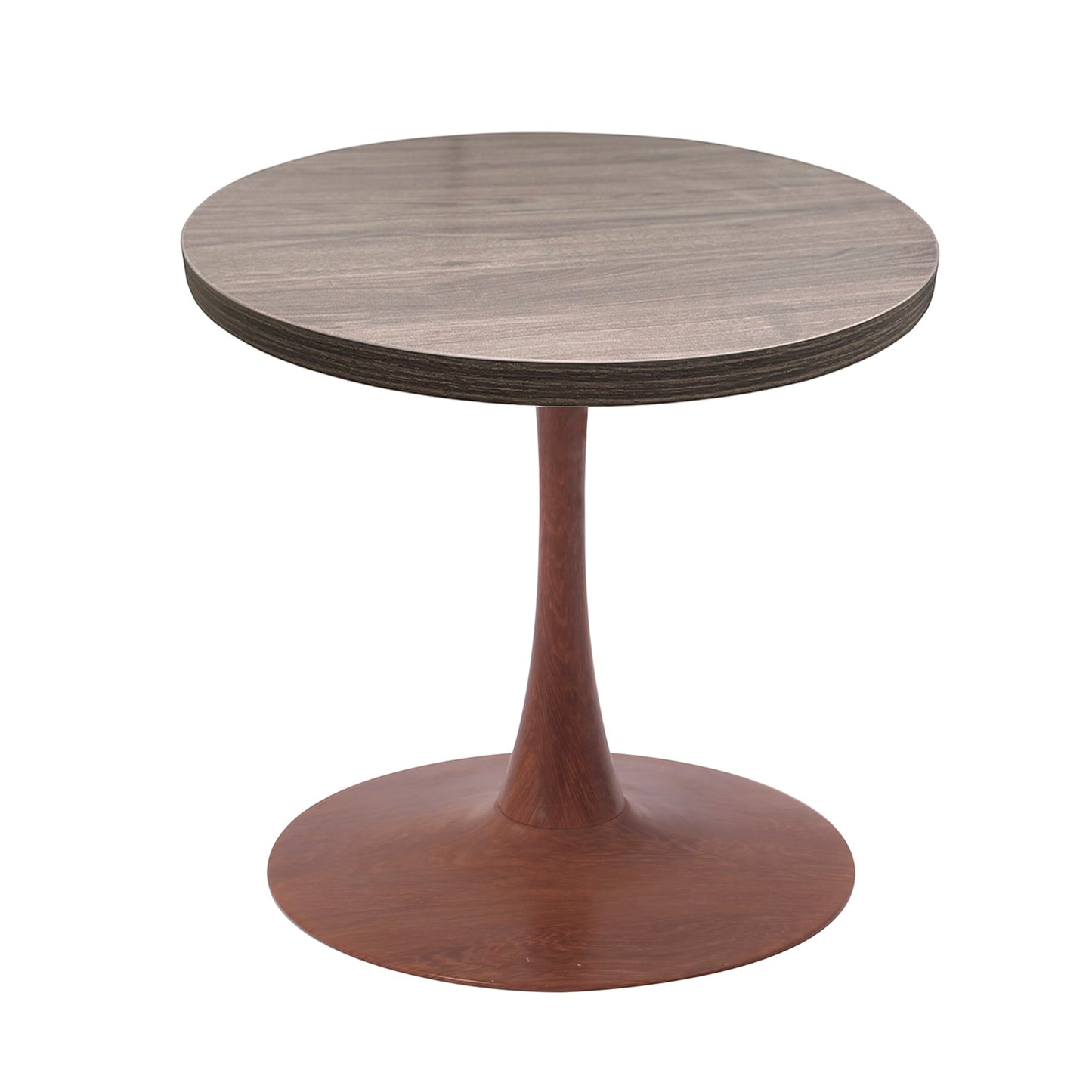 LeisureMod Bristol 27" Round Dining Table Wood Transfer Cherry/Natural/Walnut Base with MDF Table Top