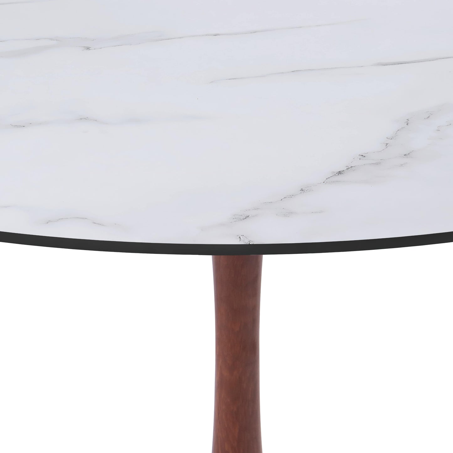 LeisureMod Bristol 27" Round Dining Table Wood Transfer Cherry/Natural/Walnut Base with MDF Table Top