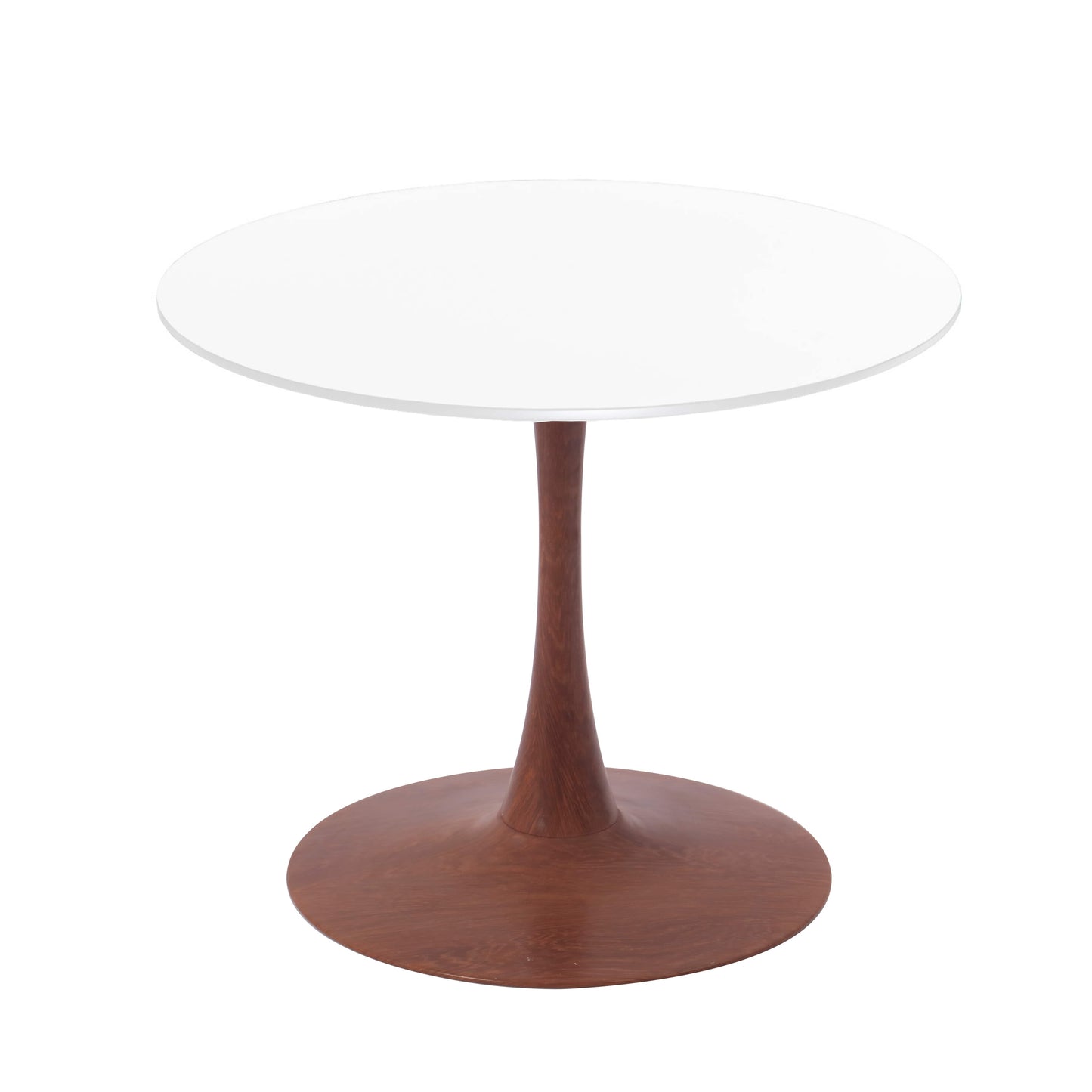 LeisureMod Bristol 27" Round Dining Table Wood Transfer Cherry/Natural/Walnut Base with MDF Table Top