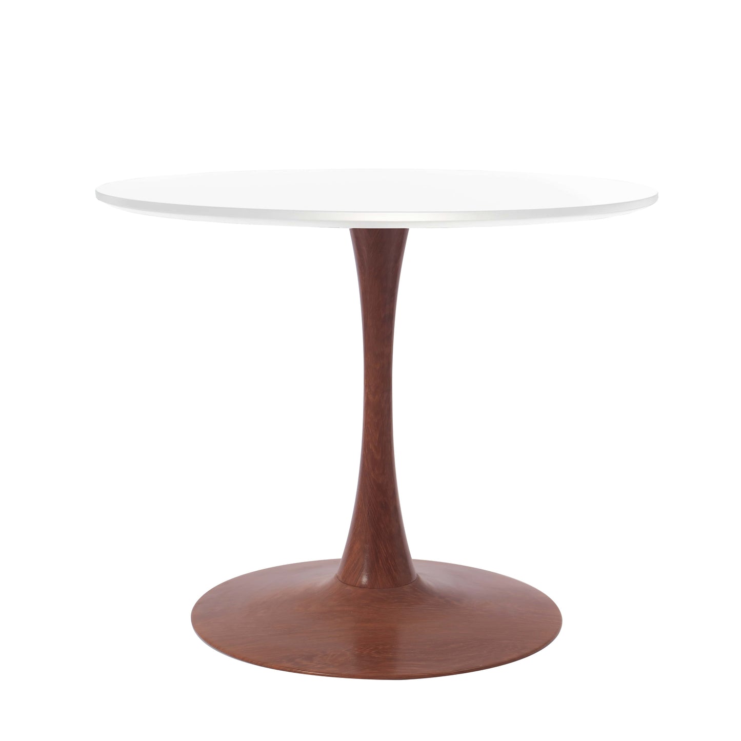 LeisureMod Bristol 27" Round Dining Table Wood Transfer Cherry/Natural/Walnut Base with MDF Table Top
