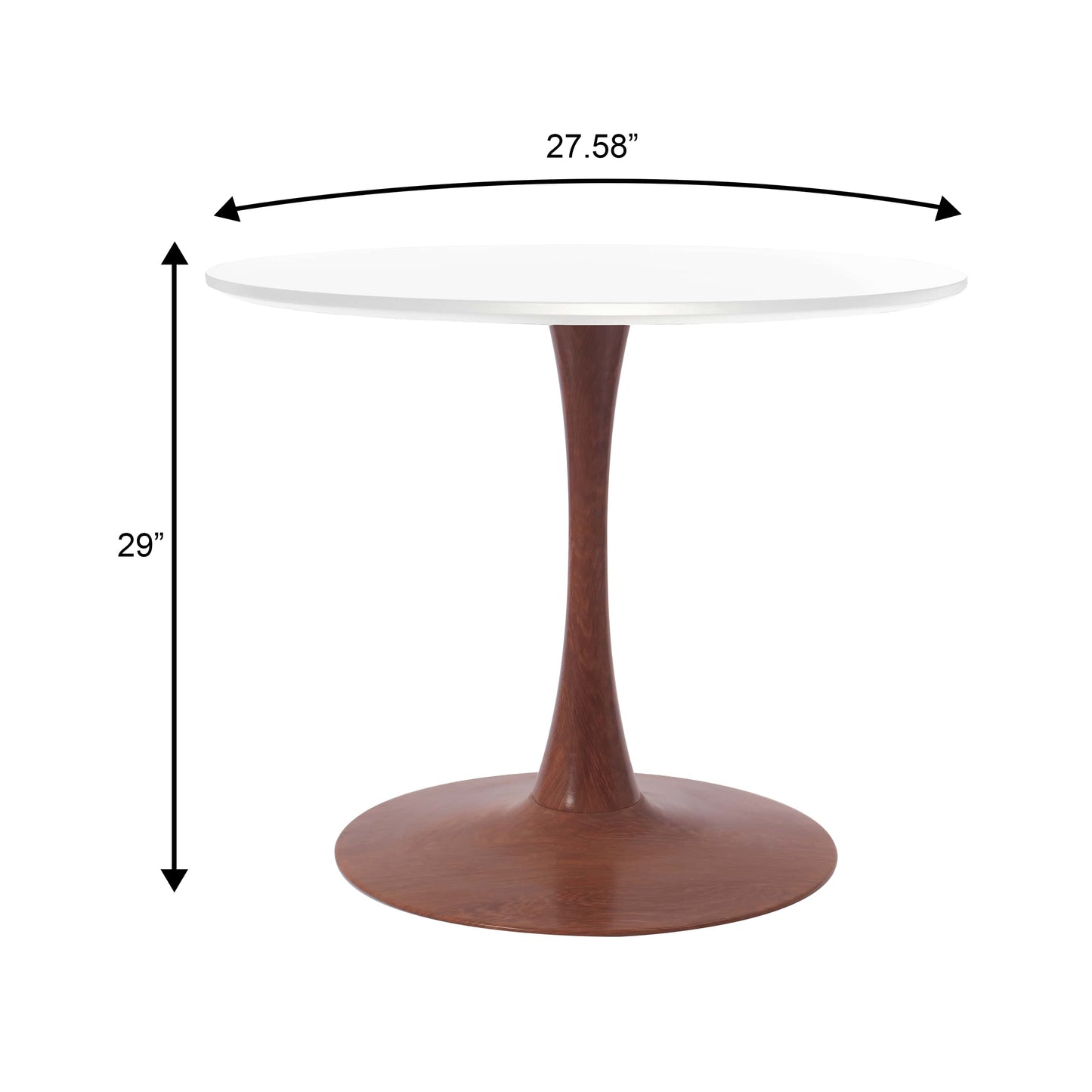 LeisureMod Bristol 27" Round Dining Table Wood Transfer Cherry/Natural/Walnut Base with MDF Table Top