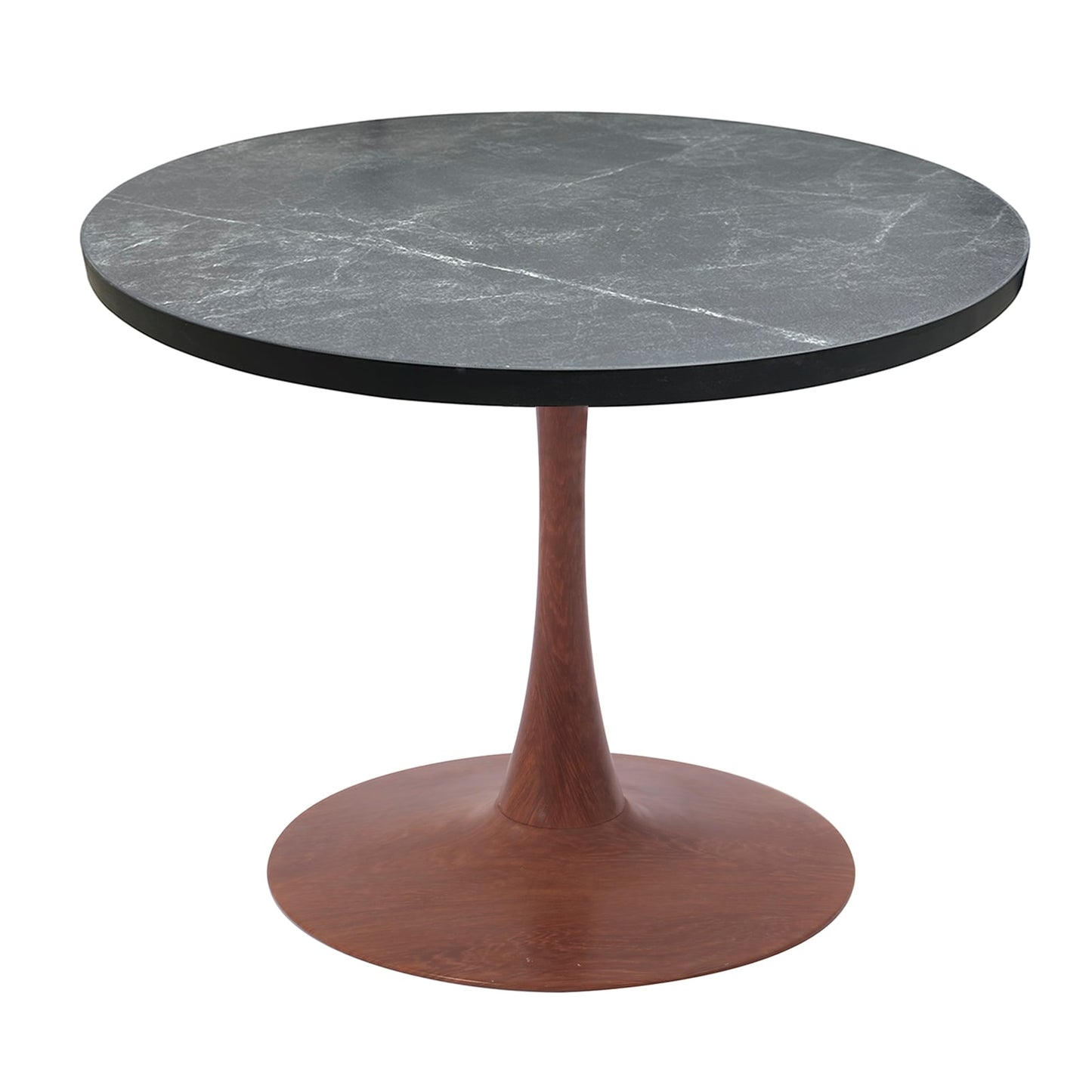 LeisureMod Bristol 36" Round Dining Table Wood Transfer Cherry/Natural/Walnut Base with MDF Table Top