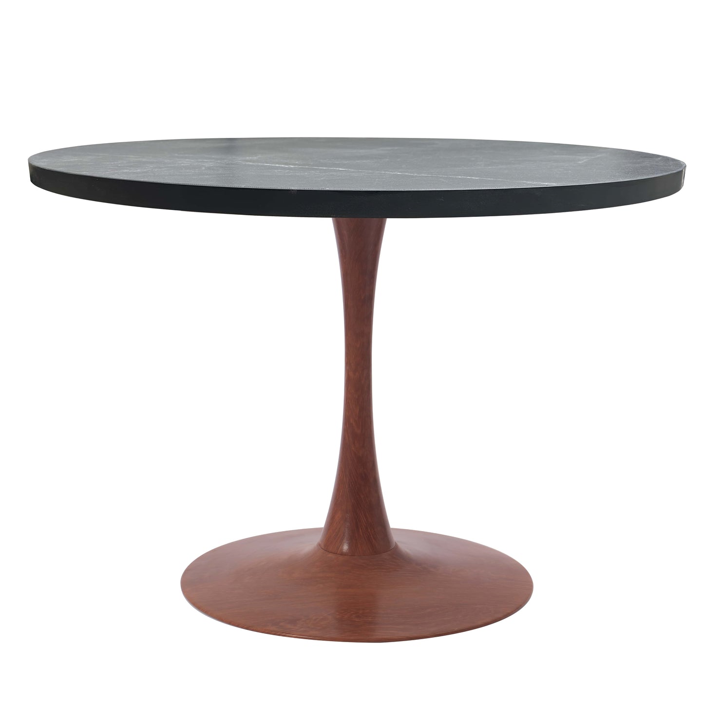 LeisureMod Bristol 36" Round Dining Table Wood Transfer Cherry/Natural/Walnut Base with MDF Table Top