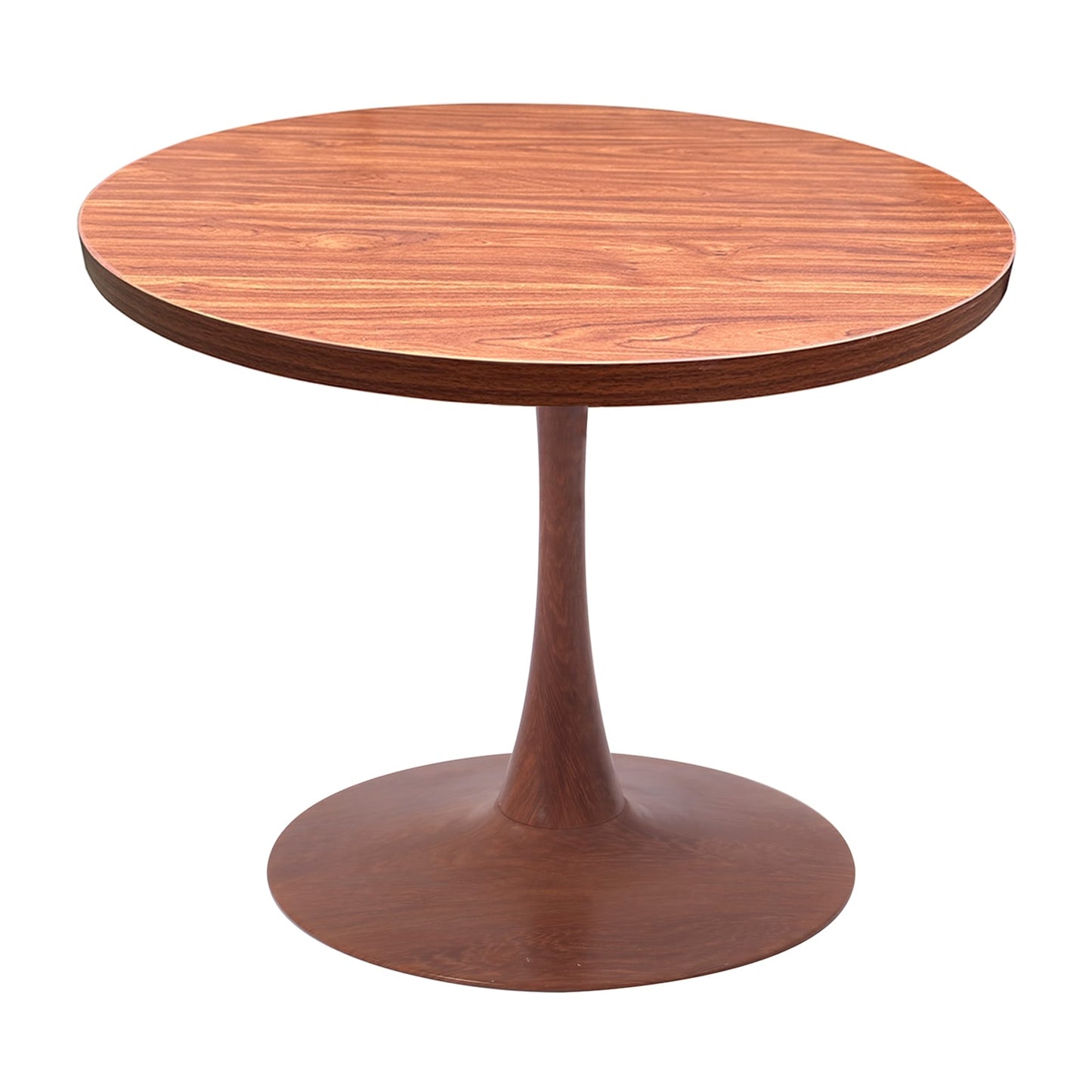 LeisureMod Bristol 36" Round Dining Table Wood Transfer Cherry/Natural/Walnut Base with MDF Table Top