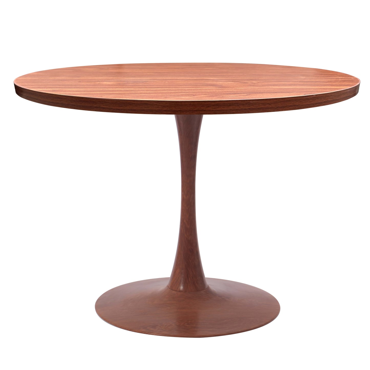 LeisureMod Bristol 36" Round Dining Table Wood Transfer Cherry/Natural/Walnut Base with MDF Table Top