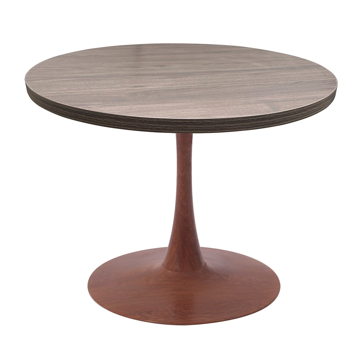 LeisureMod Bristol 36" Round Dining Table Wood Transfer Cherry/Natural/Walnut Base with MDF Table Top