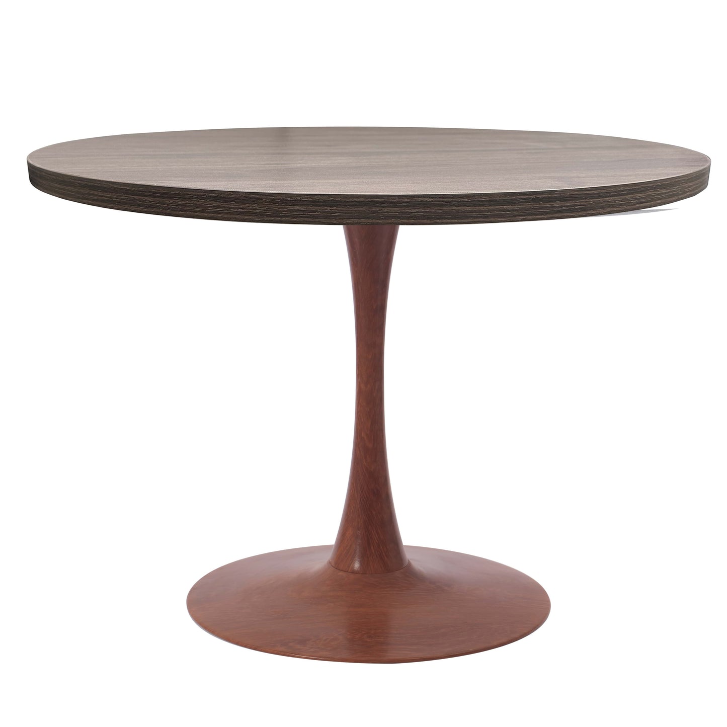 LeisureMod Bristol 36" Round Dining Table Wood Transfer Cherry/Natural/Walnut Base with MDF Table Top