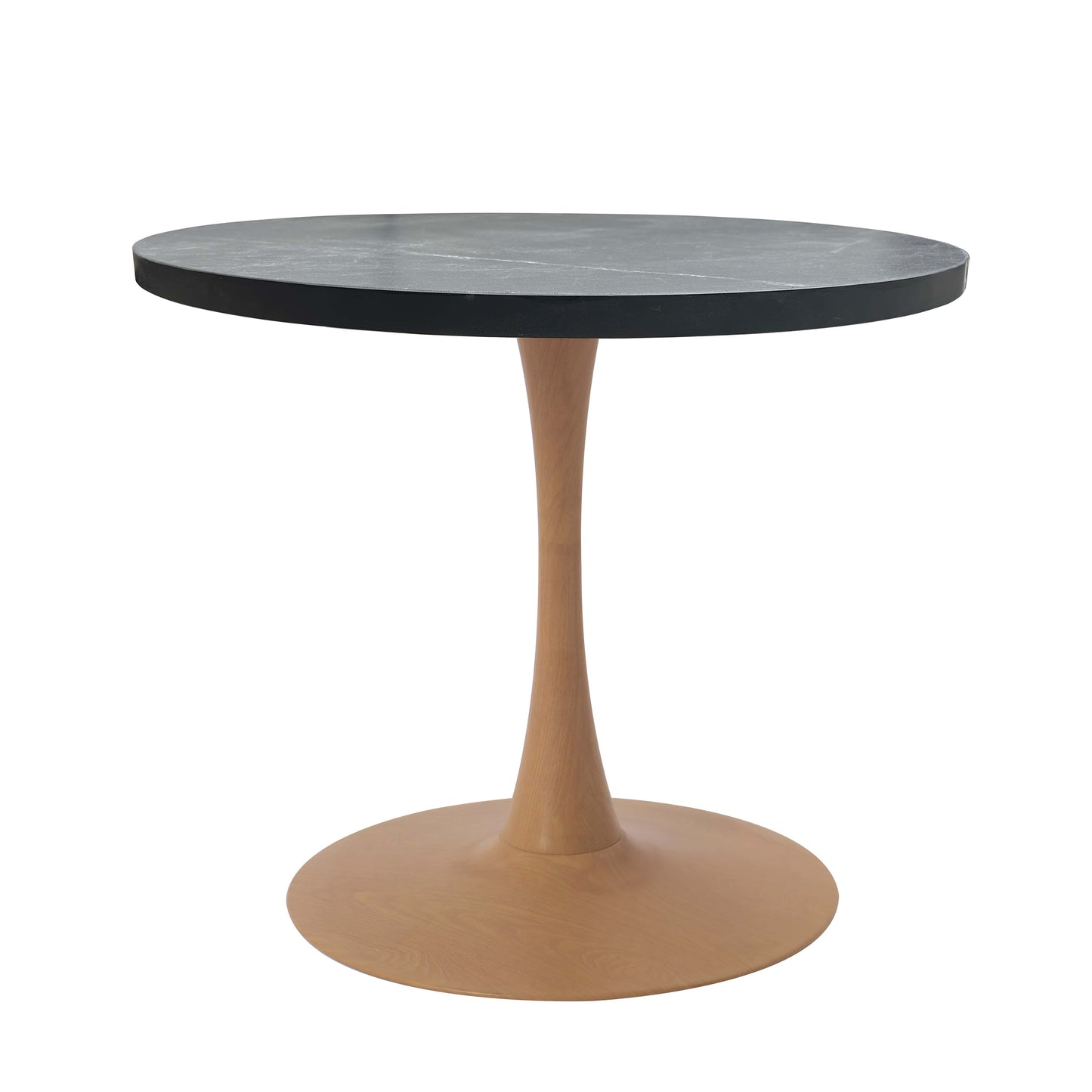 LeisureMod Bristol 27" Round Dining Table Wood Transfer Cherry/Natural/Walnut Base with MDF Table Top