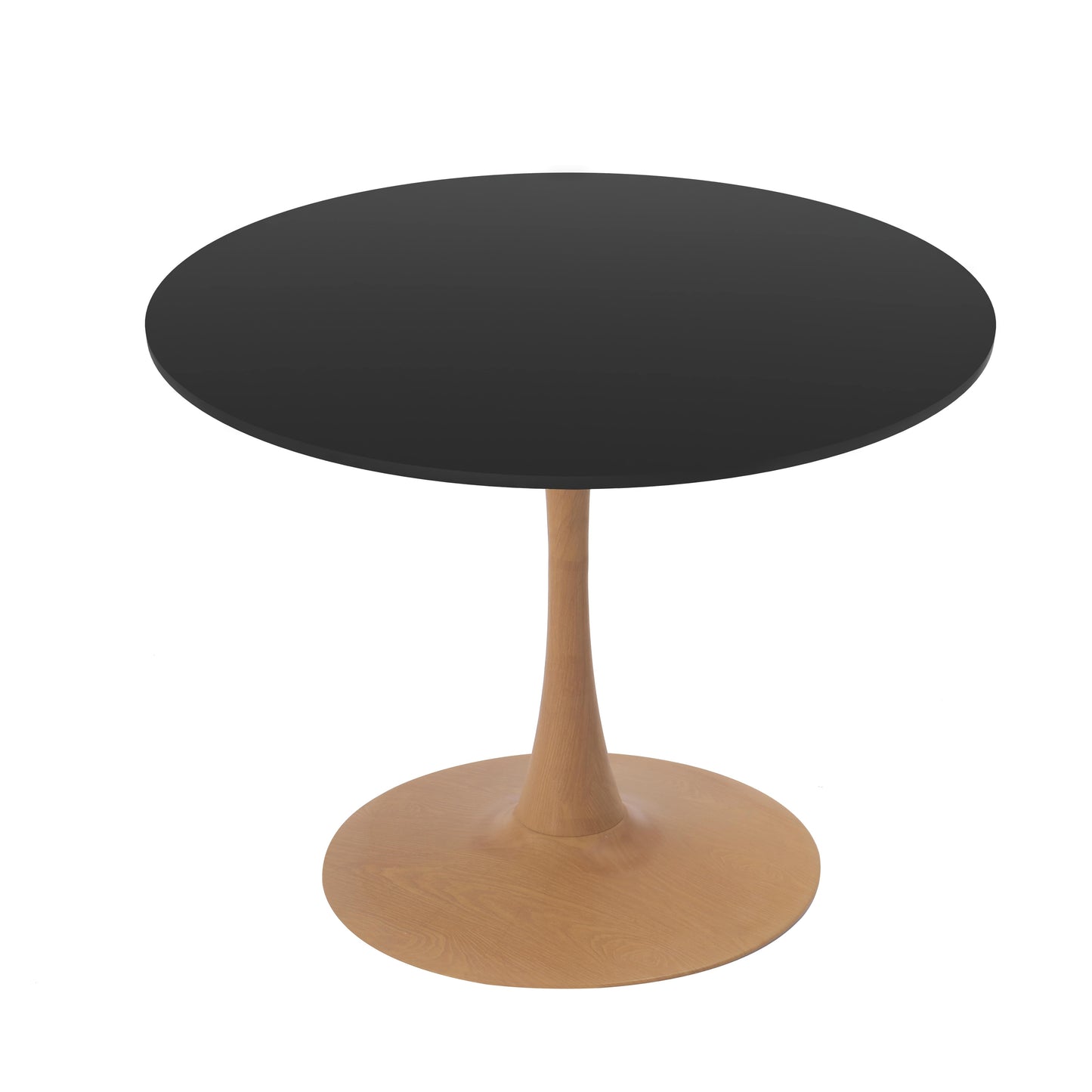LeisureMod Bristol 27" Round Dining Table Wood Transfer Cherry/Natural/Walnut Base with MDF Table Top