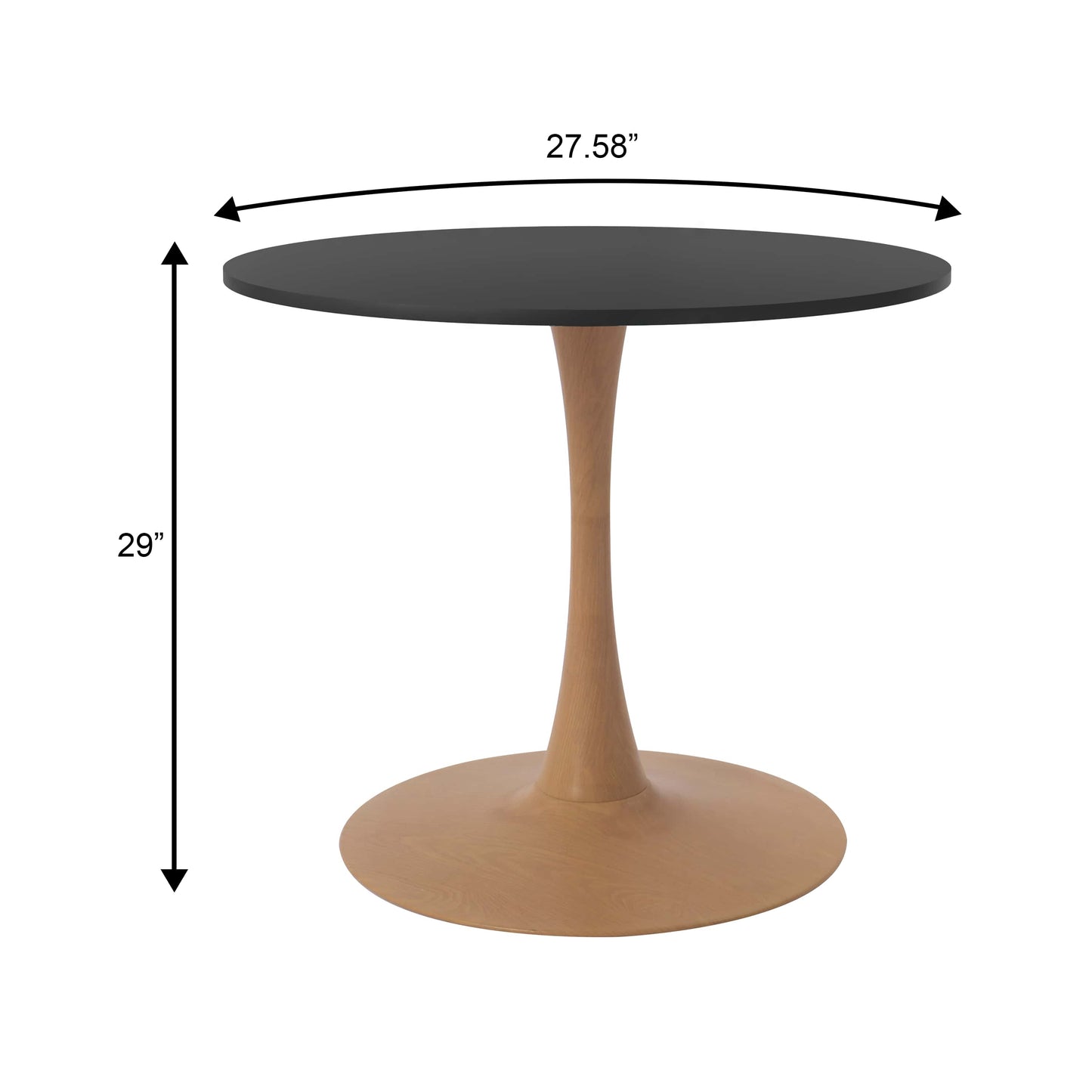 LeisureMod Bristol 27" Round Dining Table Wood Transfer Cherry/Natural/Walnut Base with MDF Table Top