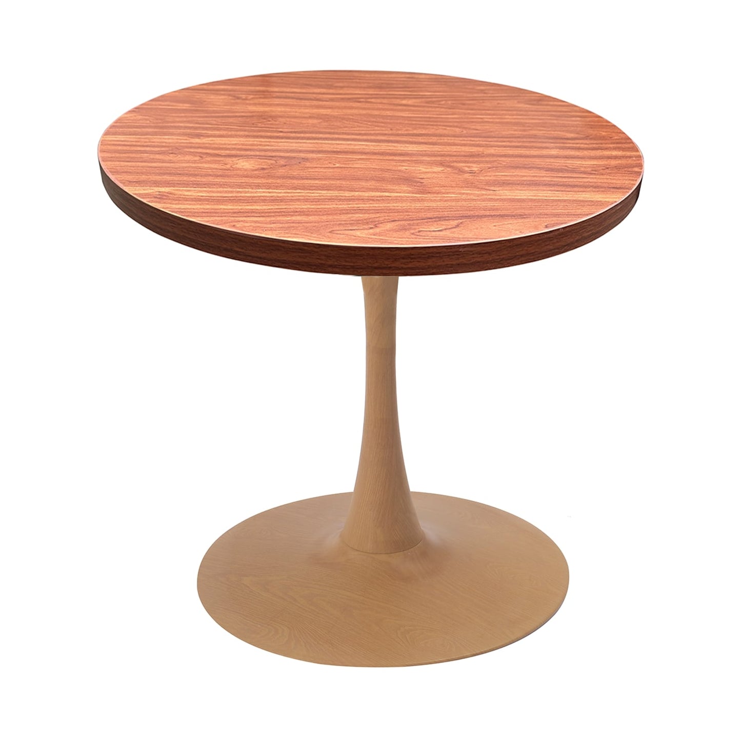 LeisureMod Bristol 27" Round Dining Table Wood Transfer Cherry/Natural/Walnut Base with MDF Table Top