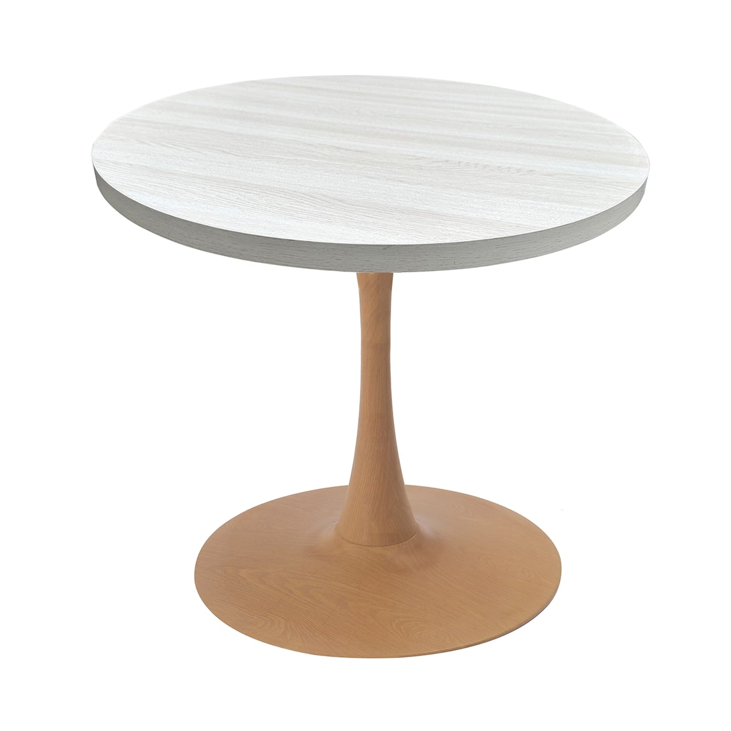 LeisureMod Bristol 27" Round Dining Table Wood Transfer Cherry/Natural/Walnut Base with MDF Table Top