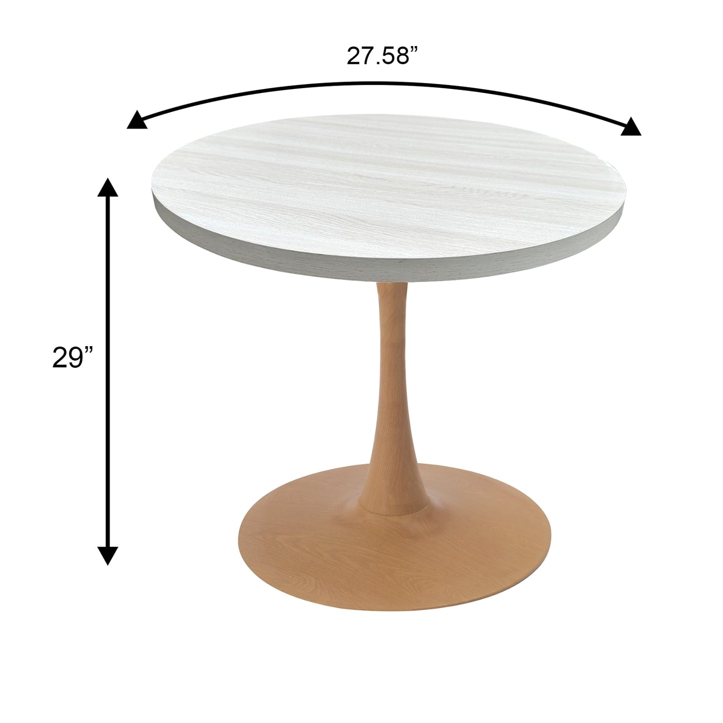 LeisureMod Bristol 27" Round Dining Table Wood Transfer Cherry/Natural/Walnut Base with MDF Table Top