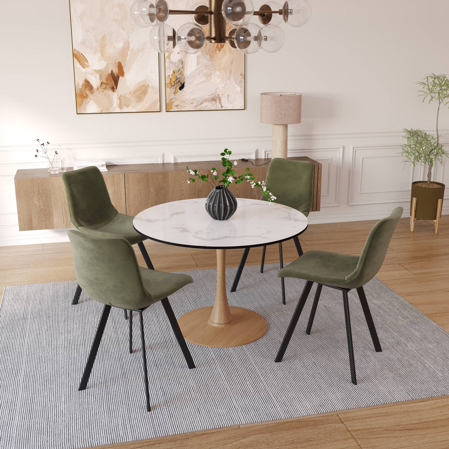 Bristol 35" Round Dining Table Wood Transfer Cherry/Natural/Walnut Base with MDF Table Top