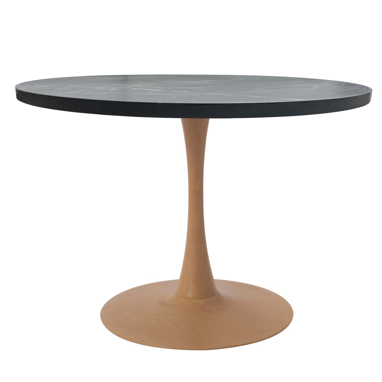 LeisureMod Bristol 36" Round Dining Table Wood Transfer Cherry/Natural/Walnut Base with MDF Table Top