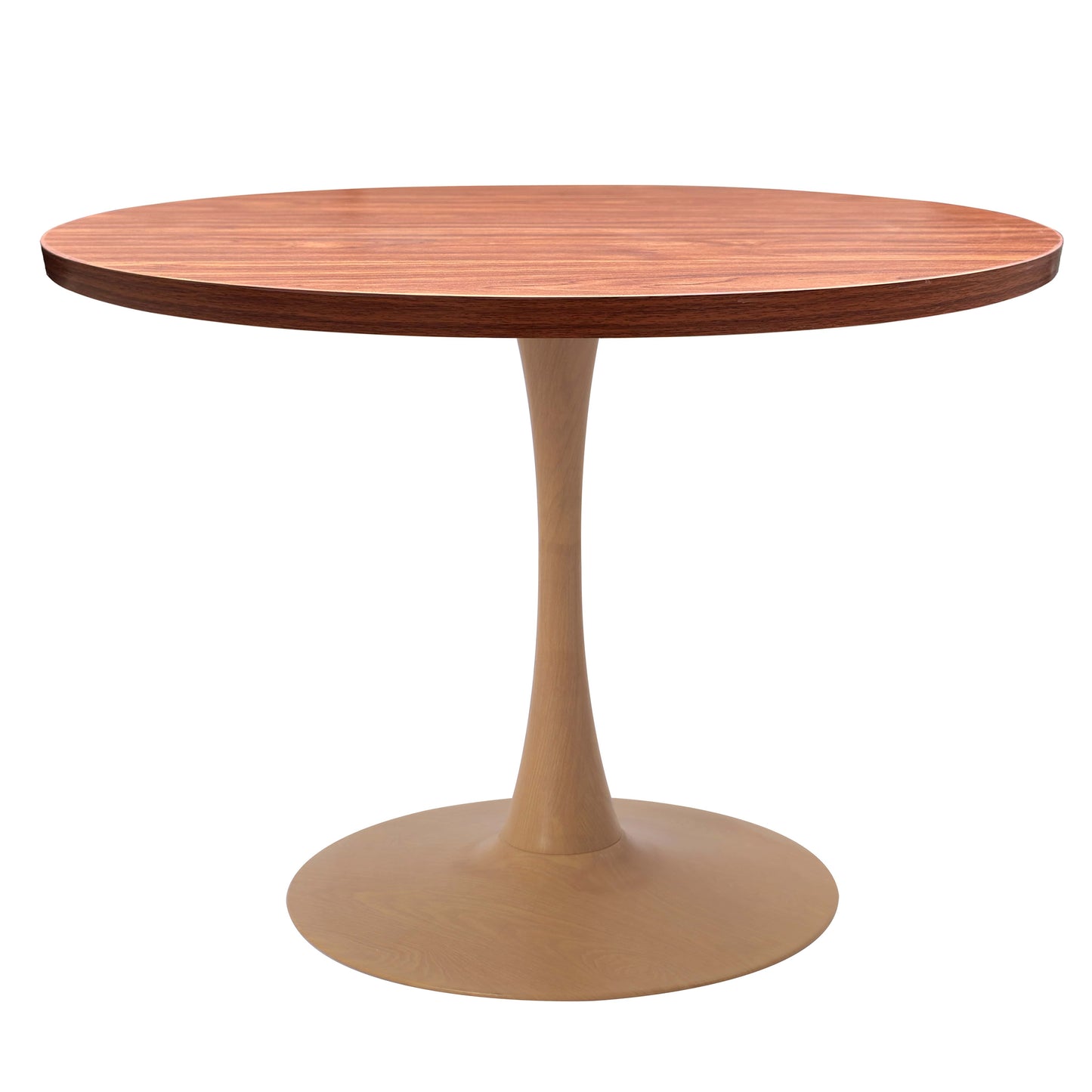LeisureMod Bristol 36" Round Dining Table Wood Transfer Cherry/Natural/Walnut Base with MDF Table Top
