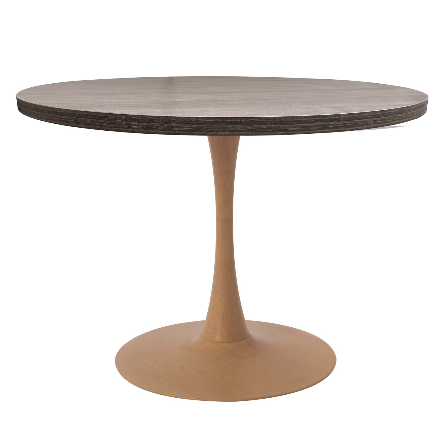 LeisureMod Bristol 36" Round Dining Table Wood Transfer Cherry/Natural/Walnut Base with MDF Table Top