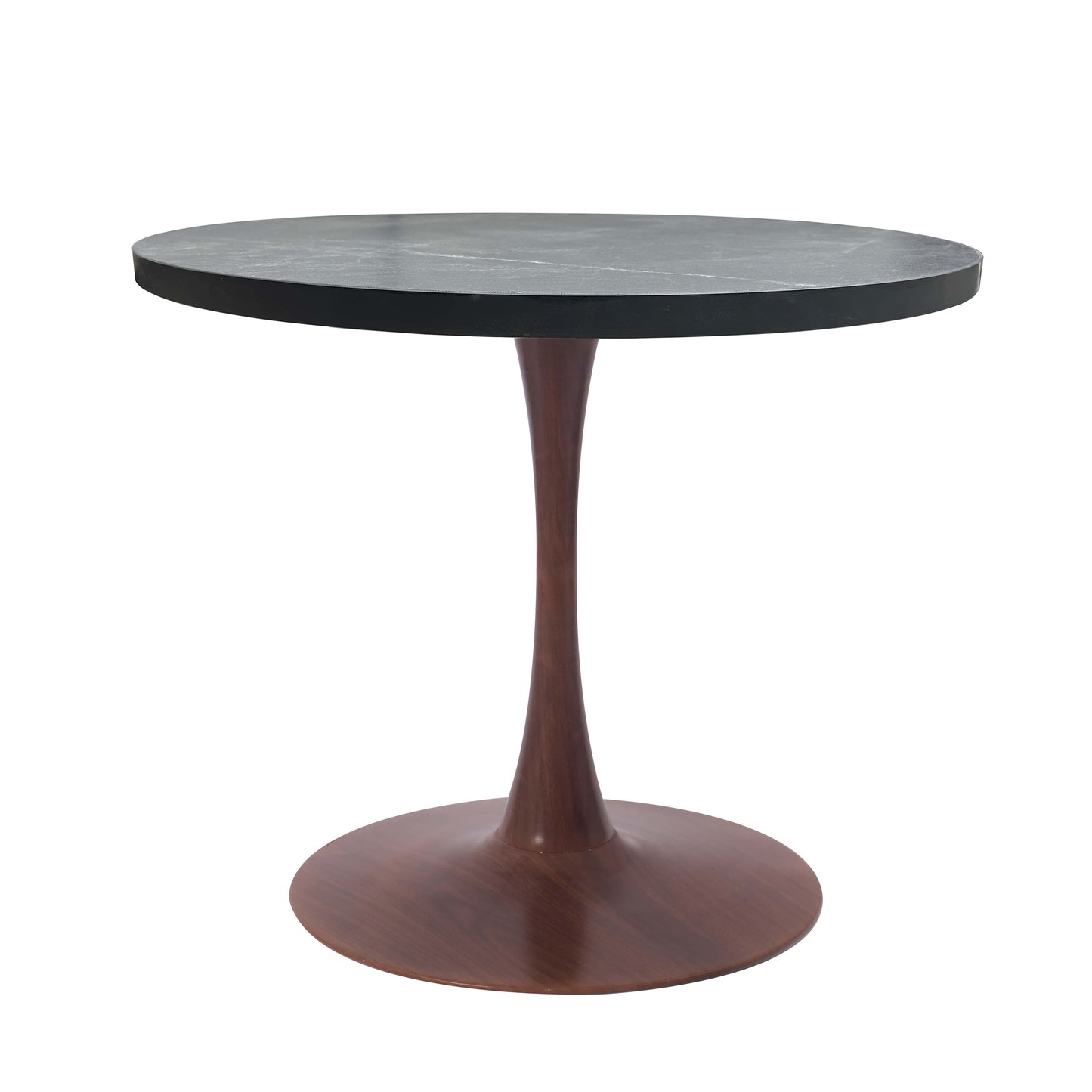 LeisureMod Bristol 27" Round Dining Table Wood Transfer Cherry/Natural/Walnut Base with MDF Table Top