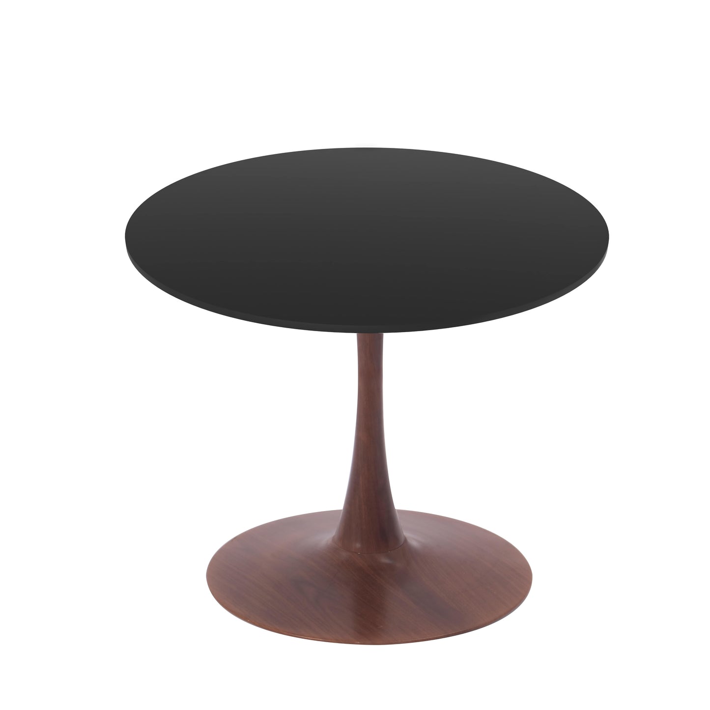 LeisureMod Bristol 27" Round Dining Table Wood Transfer Cherry/Natural/Walnut Base with MDF Table Top