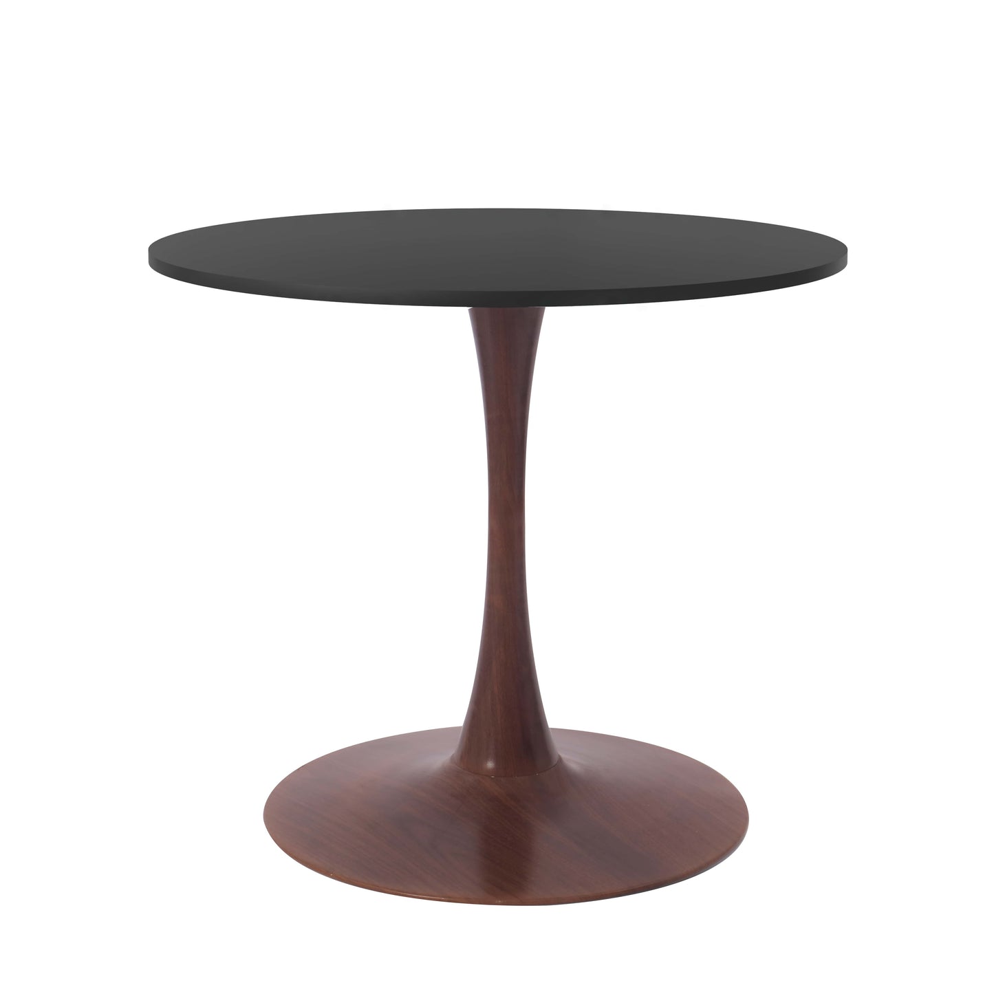 LeisureMod Bristol 27" Round Dining Table Wood Transfer Cherry/Natural/Walnut Base with MDF Table Top
