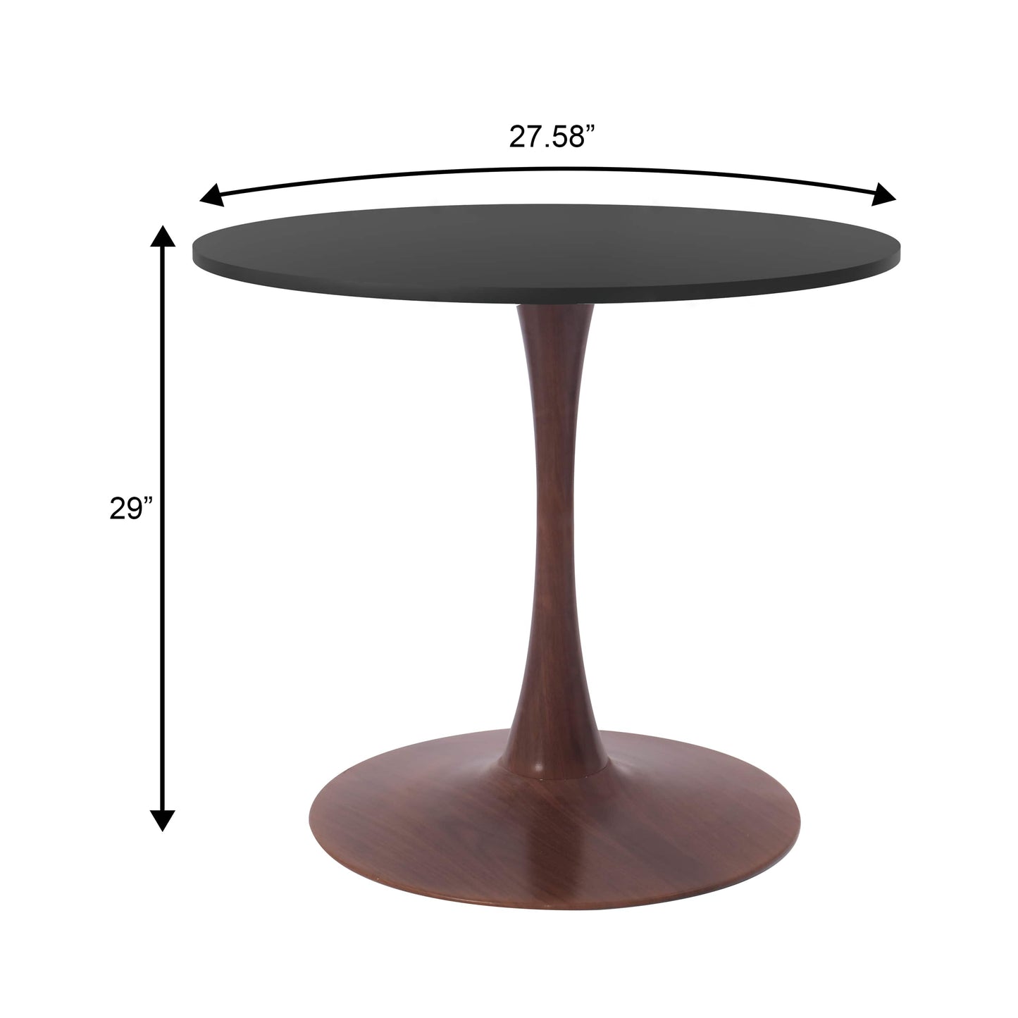LeisureMod Bristol 27" Round Dining Table Wood Transfer Cherry/Natural/Walnut Base with MDF Table Top