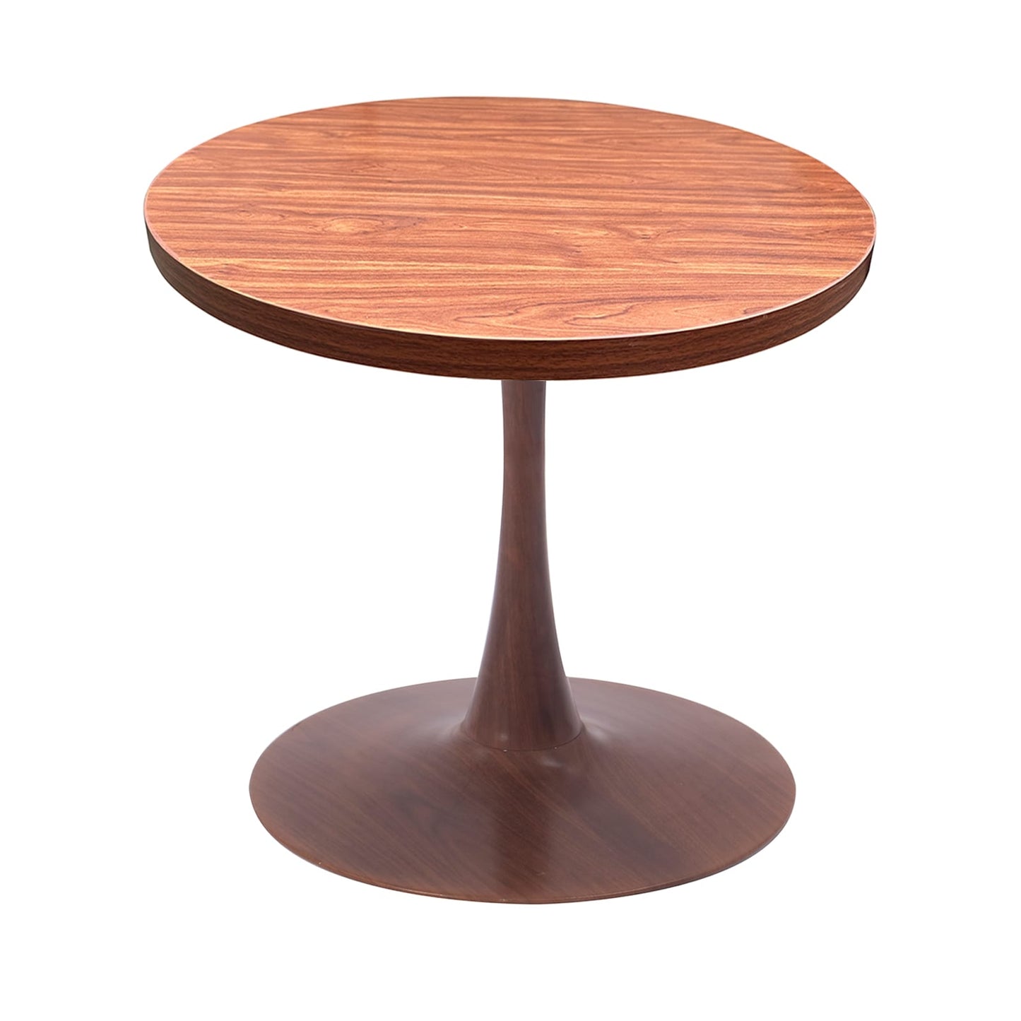 LeisureMod Bristol 27" Round Dining Table Wood Transfer Cherry/Natural/Walnut Base with MDF Table Top