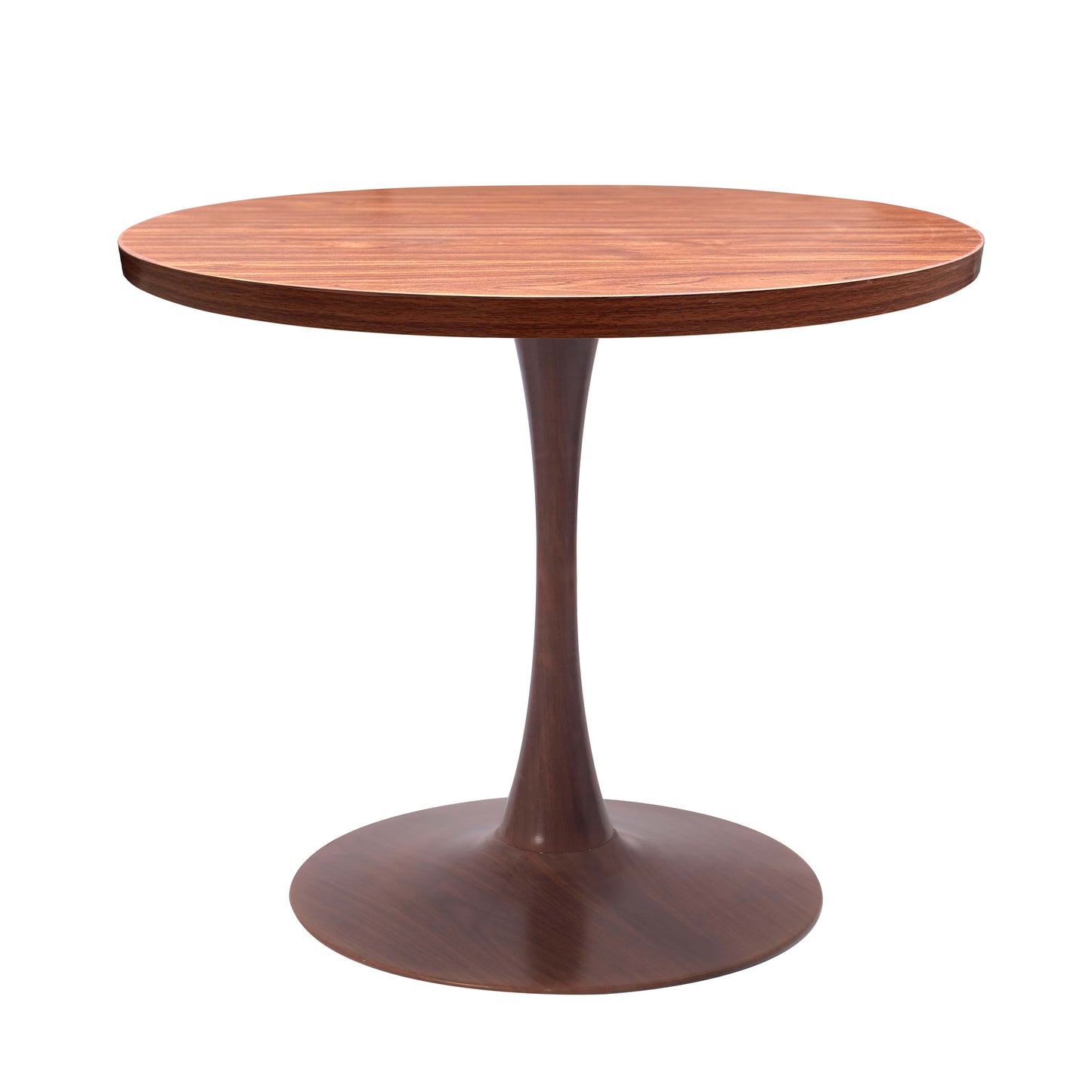 LeisureMod Bristol 27" Round Dining Table Wood Transfer Cherry/Natural/Walnut Base with MDF Table Top