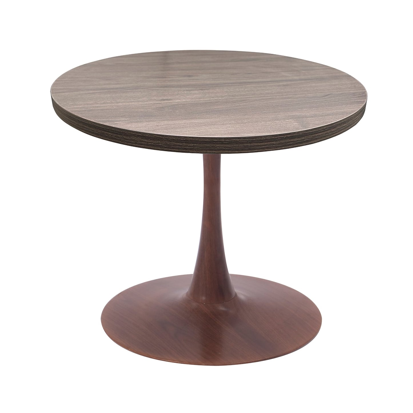 LeisureMod Bristol 27" Round Dining Table Wood Transfer Cherry/Natural/Walnut Base with MDF Table Top