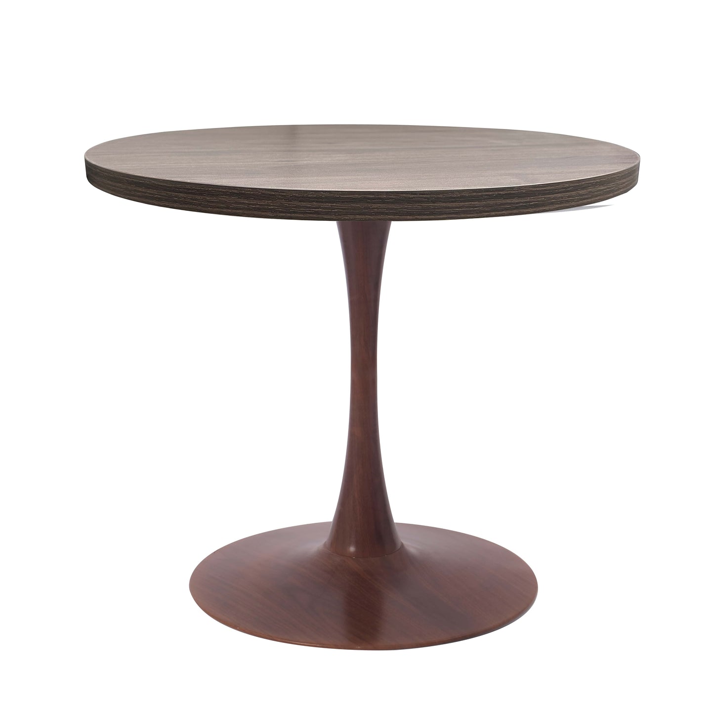 LeisureMod Bristol 27" Round Dining Table Wood Transfer Cherry/Natural/Walnut Base with MDF Table Top