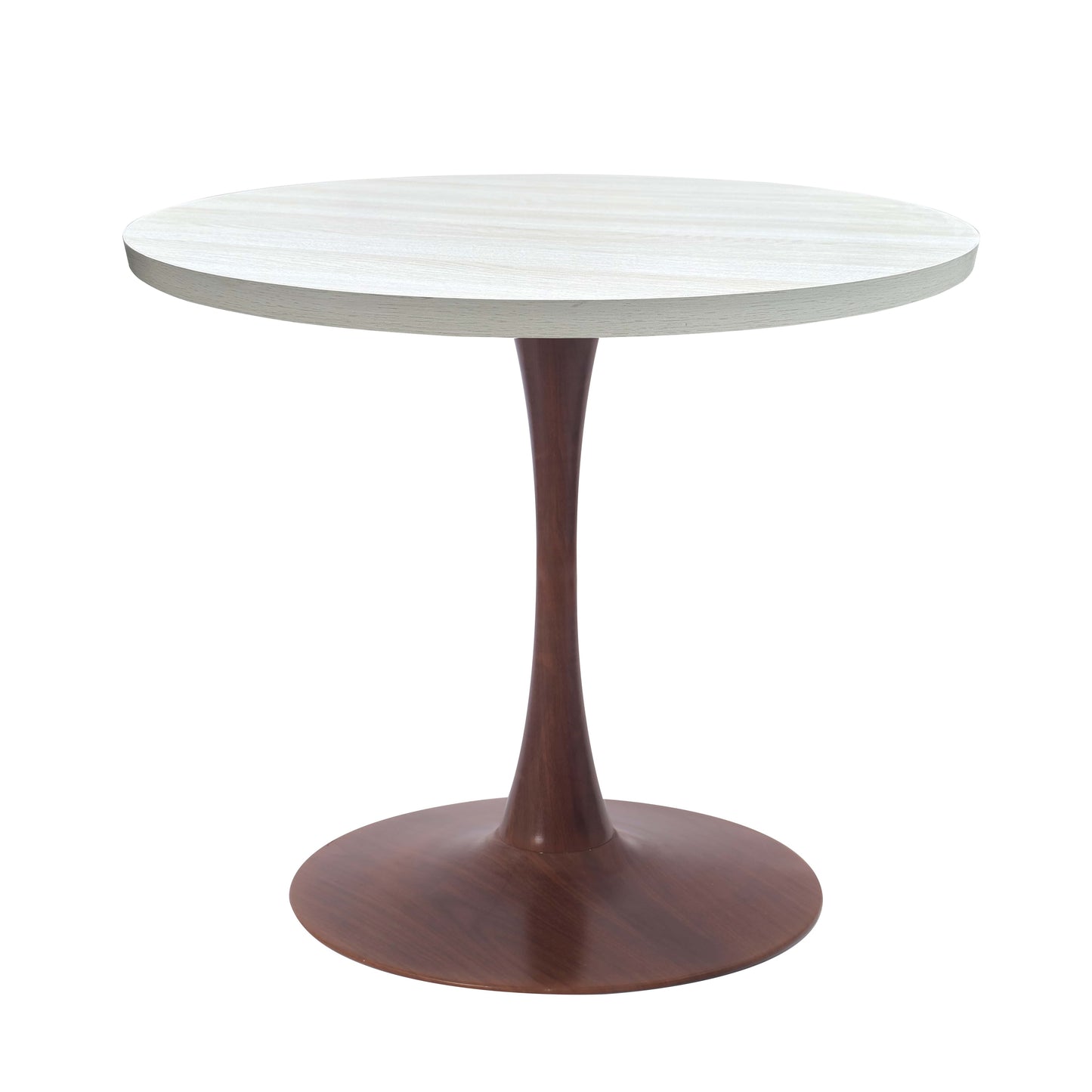 LeisureMod Bristol 27" Round Dining Table Wood Transfer Cherry/Natural/Walnut Base with MDF Table Top