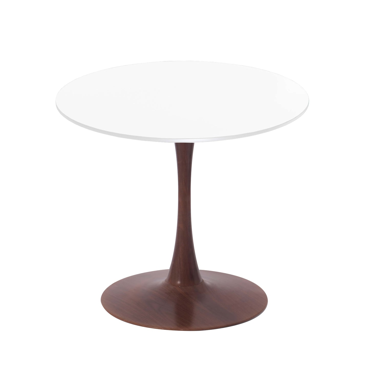 LeisureMod Bristol 27" Round Dining Table Wood Transfer Cherry/Natural/Walnut Base with MDF Table Top